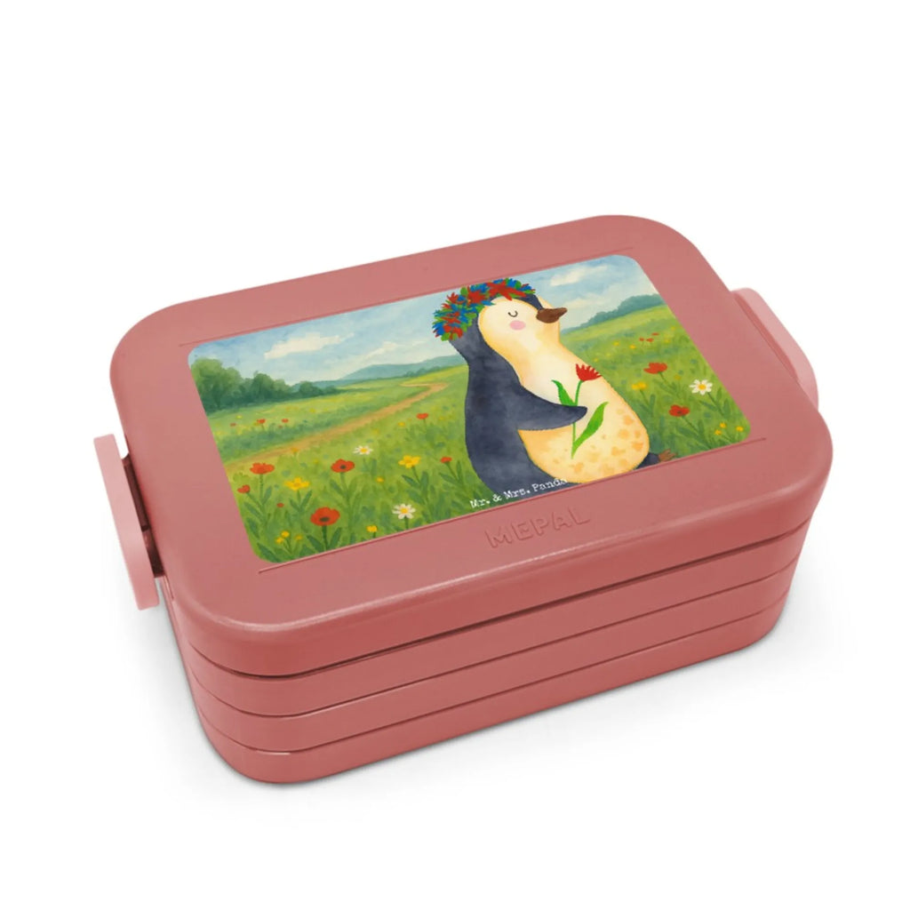 MEPAL Bentobox Pinguin Blumen Design Lunchbox, Bentobox, Brotdose, Pinguin, Universum, Liebeskummer, Leben, Motivation, Wünsche, Ziele, Lebenslust, Lebensziele, Blumenkranz, Pinguine, Geschenkidee