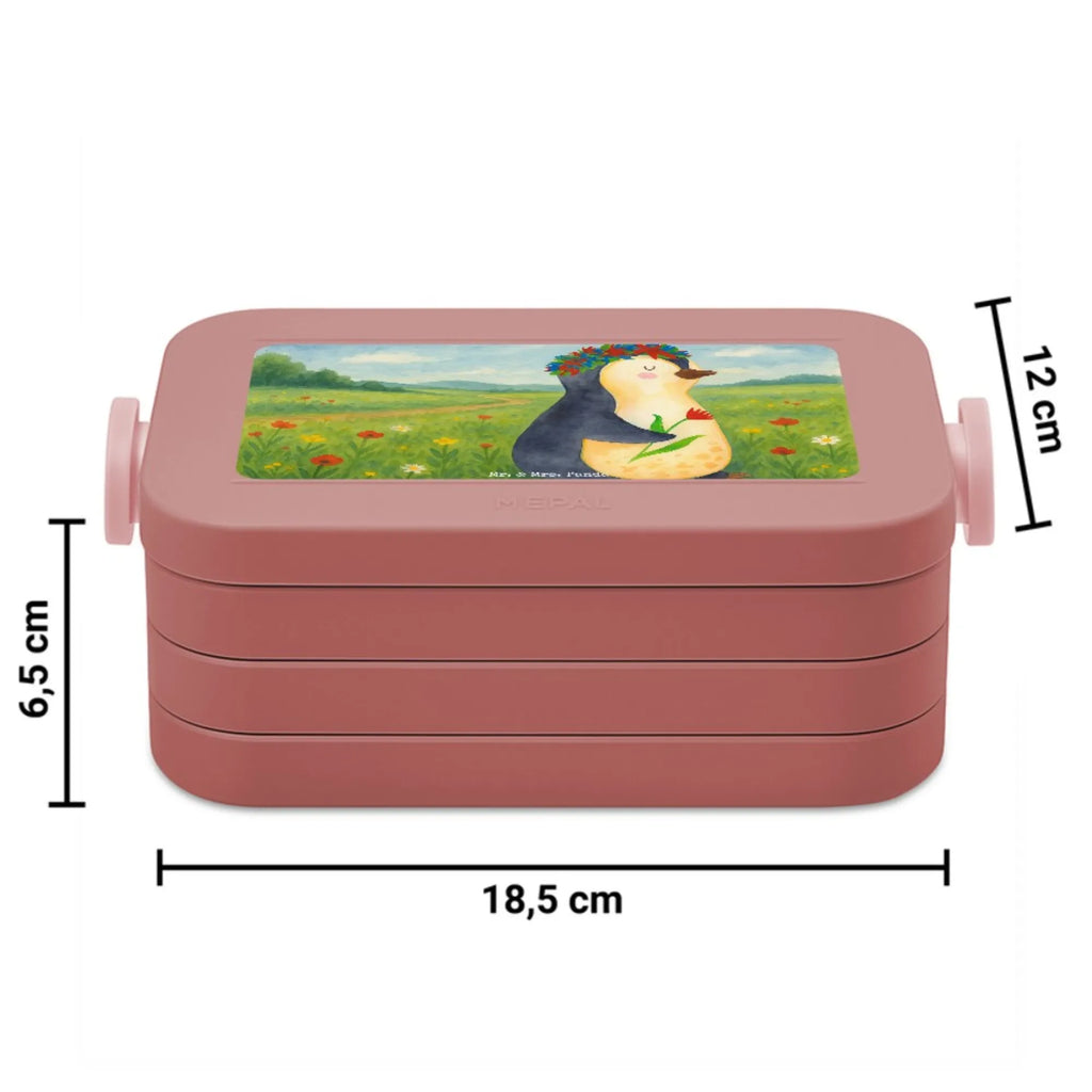 MEPAL Bentobox Pinguin Blumen Design Lunchbox, Bentobox, Brotdose, Pinguin, Universum, Liebeskummer, Leben, Motivation, Wünsche, Ziele, Lebenslust, Lebensziele, Blumenkranz, Pinguine, Geschenkidee