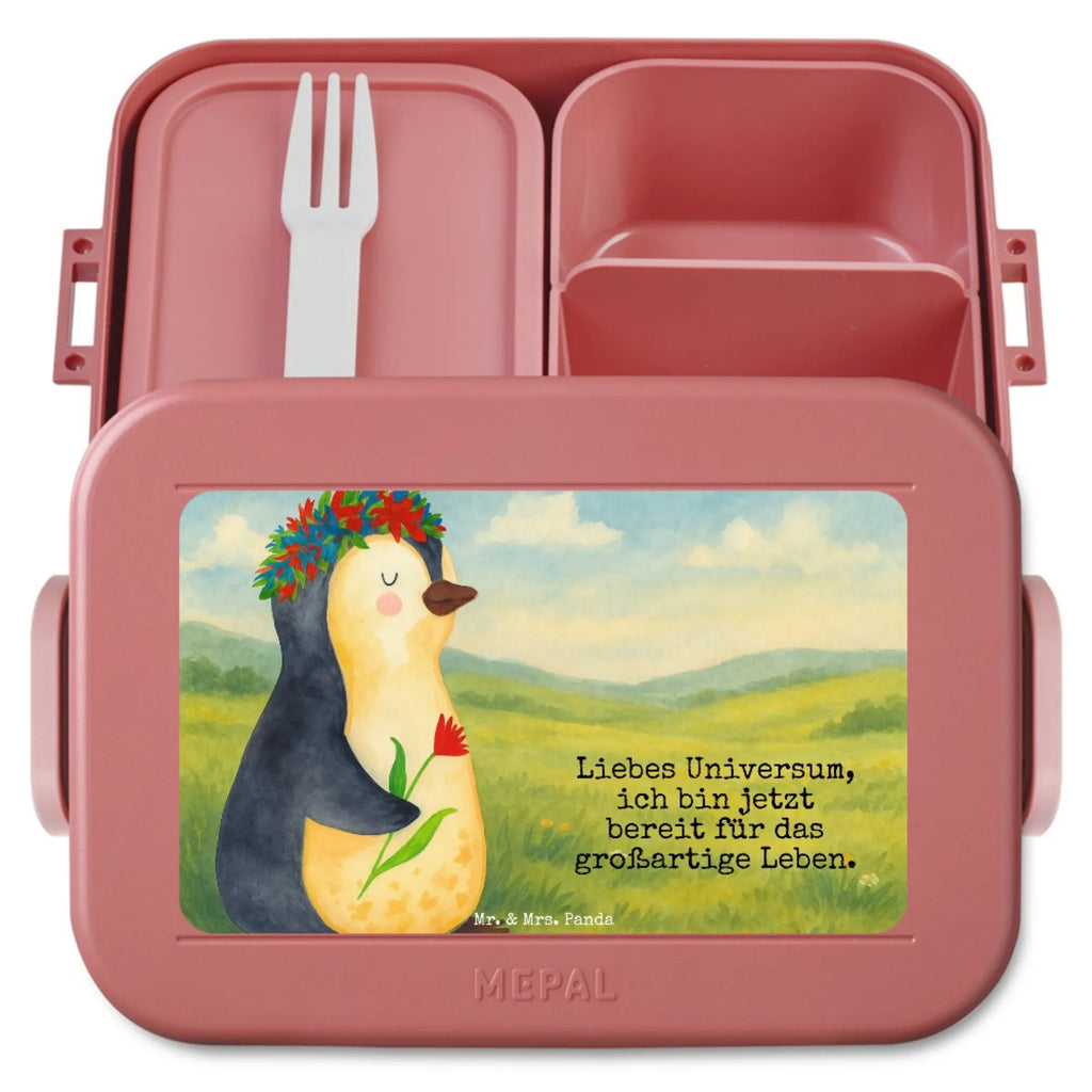 MEPAL Bentobox Pinguin Blumen Design Lunchbox, Bentobox, Brotdose, Pinguin, Universum, Liebeskummer, Leben, Motivation, Wünsche, Ziele, Lebenslust, Lebensziele, Blumenkranz, Pinguine, Geschenkidee