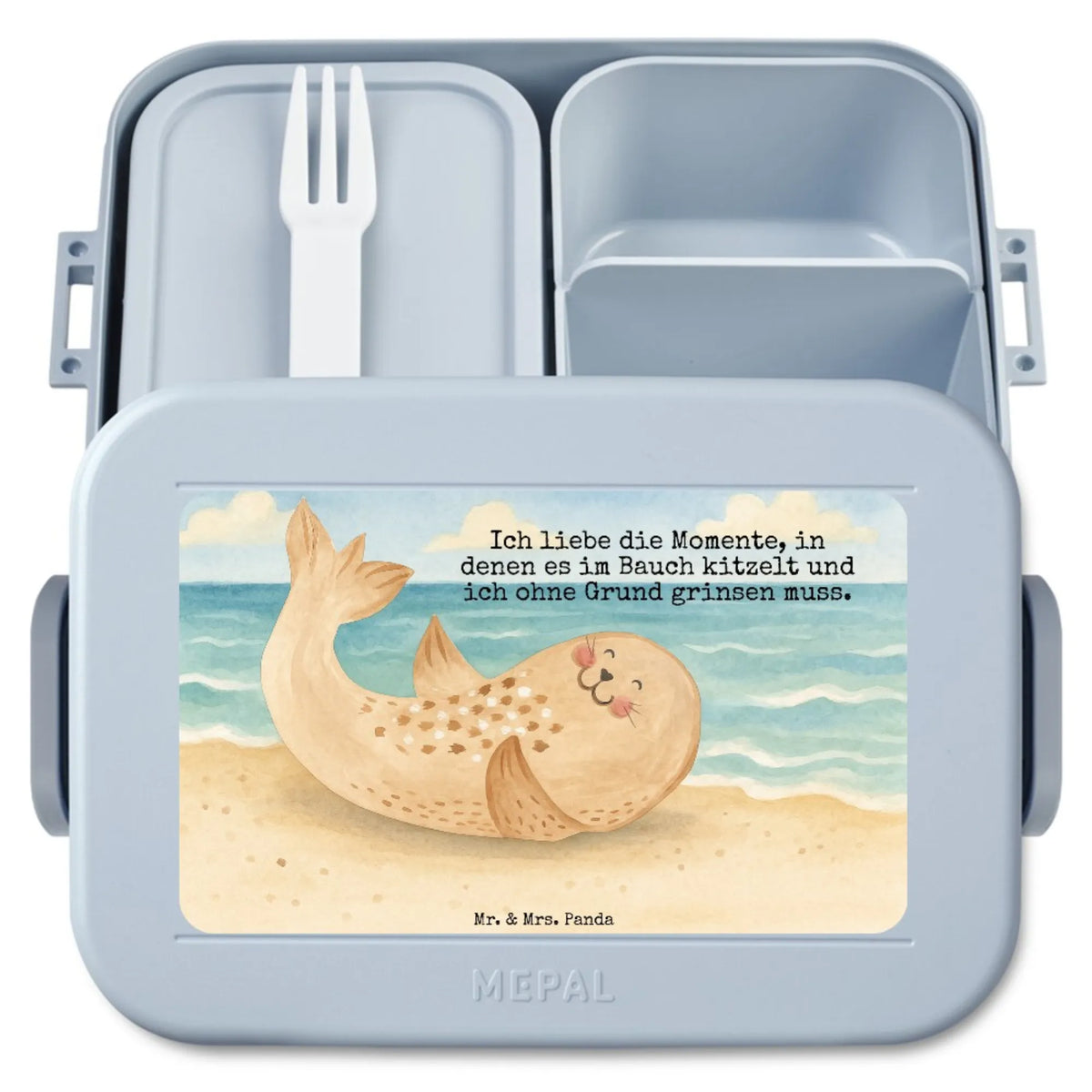 MEPAL Bentobox Robbe Liegen Design Bento Box, Jausenbox, Meal Prep Box, Snackdose, Essensbehälter, Vesperbox, Lunchbox, Bentobox, Frischhaltedose, Snackbox, Lebensmittelbehälter, Essensbox, Bento-Brotdose, Tiere, Tiermotive, Gute Laune, Lustige Sprüche, Seehund, Meerestier, Strand, Robbe, Ostsee, Lachen, Robben, Freude, Nordsee