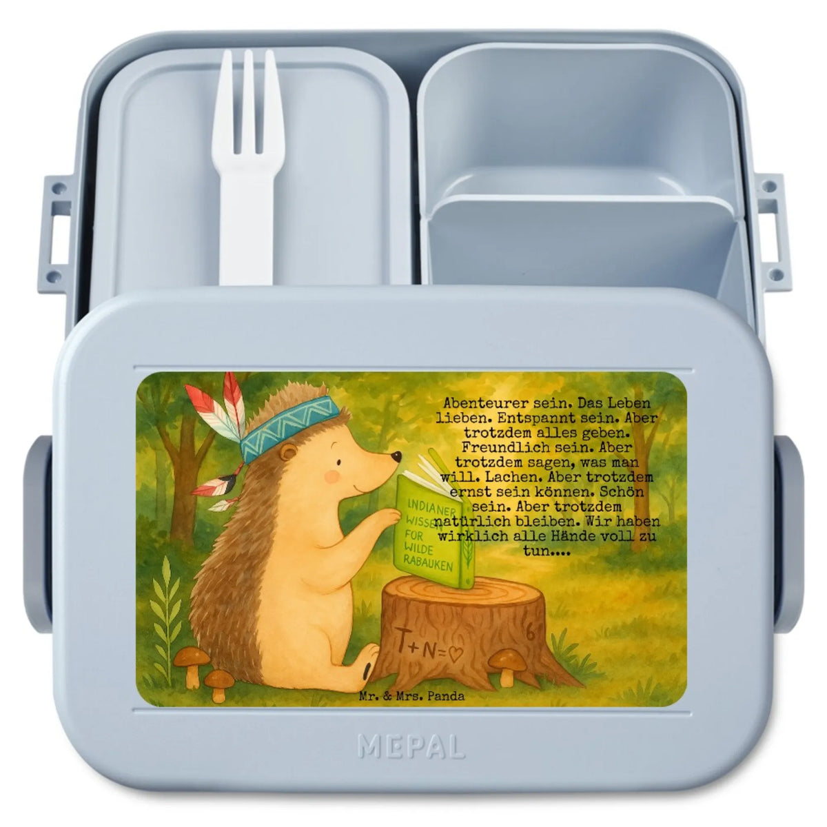 MEPAL Bentobox Igel Federschmuck Design Bento-Brotdose, Snackdose, Bentobox, Lebensmittelbehälter, Jausenbox, Essensbehälter, Frischhaltedose, Vesperbox, Bento Box, Lunchbox, Snackbox, Essensbox, Meal Prep Box, Tiere, Waldtiere, Camping, Lagerfeuer, Indianer, Igel, Abenteuer