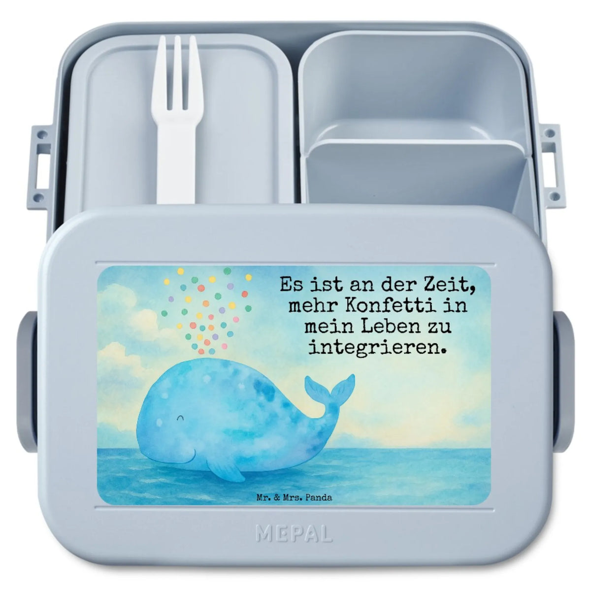 MEPAL Bentobox Wal Konfetti Design Jausenbox, Essensbehälter, Bentobox, Frischhaltedose, Bento Box, Essensbox, Lebensmittelbehälter, Lunchbox, Meal Prep Box, Vesperbox, Bento-Brotdose, Snackbox, Snackdose, Urlaub, Meer, Meerestiere, Wal, Trennung, Neustart, Neuanfang, Geburtstag, Wale, Abnehmen, Diät, Konfetti, Lebensabschnitt, Motivation