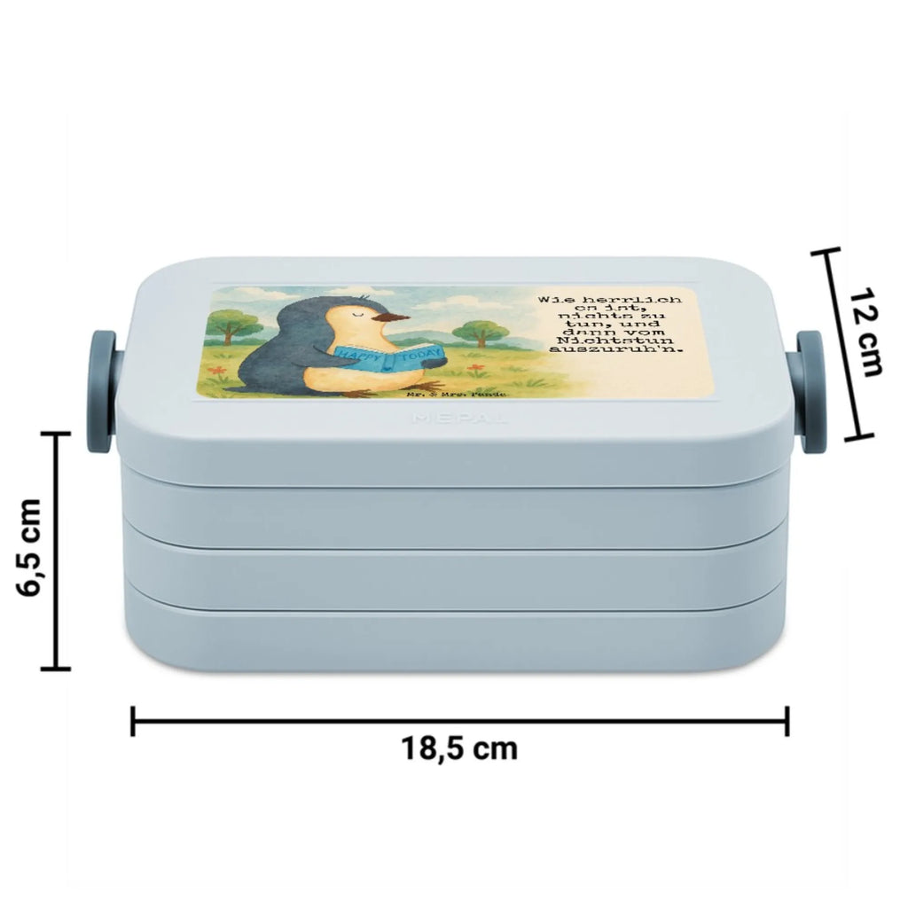 MEPAL Bentobox Pinguin Buch Design Lunchbox, Bentobox, Brotdose, Pinguin, Urlaub, Bücherwurm, Nichtstun, Ferien, Pinguine, Lesen, Faulenzen, Freizeit, Buch