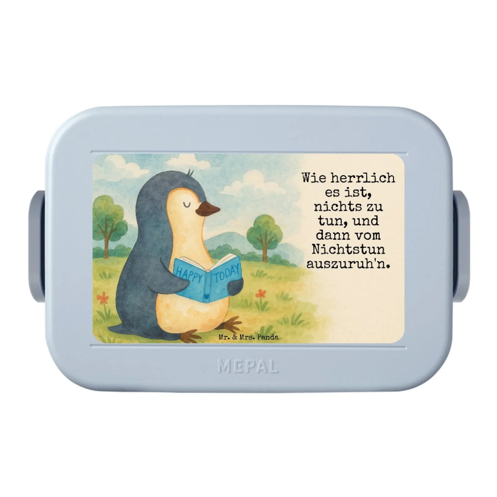 MEPAL Bentobox Pinguin Buch Design Lunchbox, Bentobox, Brotdose, Pinguin, Urlaub, Bücherwurm, Nichtstun, Ferien, Pinguine, Lesen, Faulenzen, Freizeit, Buch
