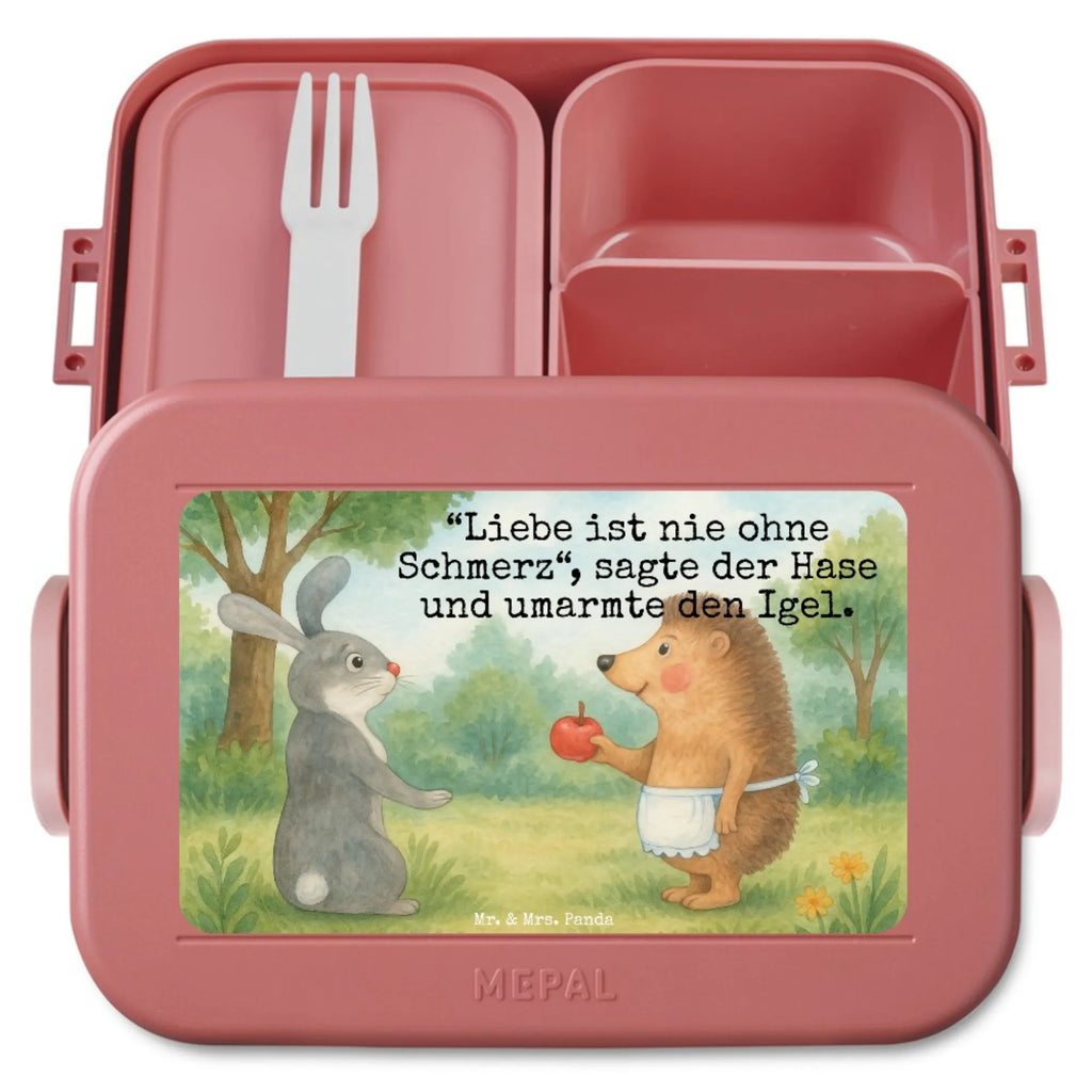 MEPAL Bentobox Hase Igel Design Lunchbox, Brotdose, Bentobox, Tiermotive, Gute Laune, lustige Sprüche, Tiere, Spruch romantisch, Trösten, Liebe Spruch, Igel und Hase, Trennungsschmerz, Herzschmerz, Liebeskummer Geschenk, Hase, Igel