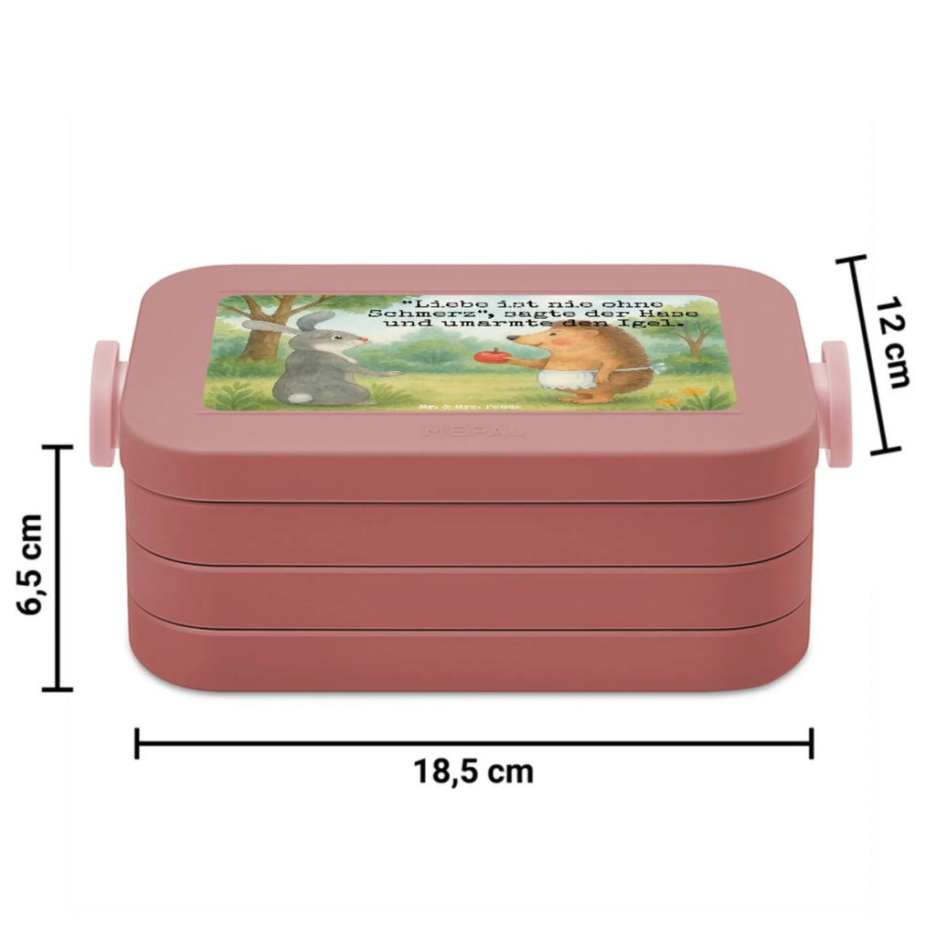 MEPAL Bentobox Hase Igel Design Lunchbox, Brotdose, Bentobox, Tiermotive, Gute Laune, lustige Sprüche, Tiere, Spruch romantisch, Trösten, Liebe Spruch, Igel und Hase, Trennungsschmerz, Herzschmerz, Liebeskummer Geschenk, Hase, Igel