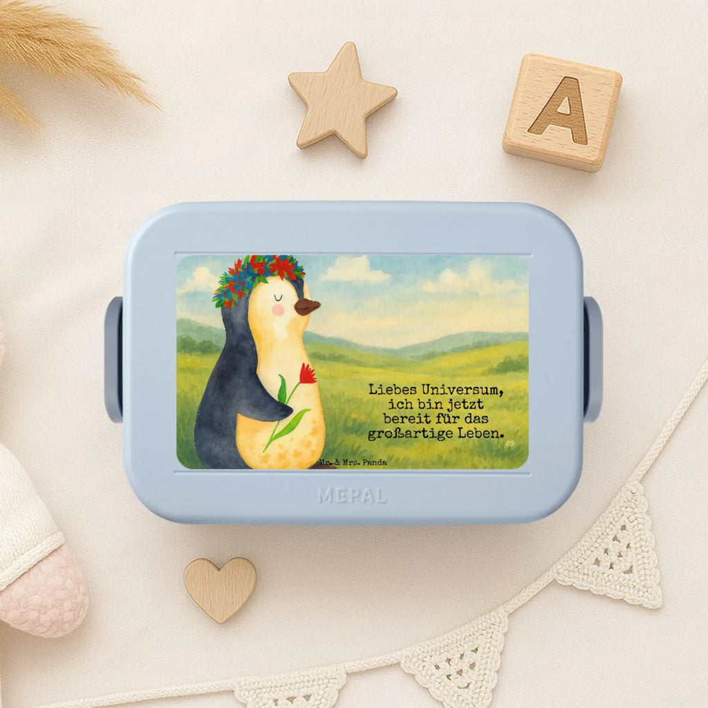 MEPAL Bentobox Pinguin Blumen Design Lunchbox, Bentobox, Brotdose, Pinguin, Universum, Liebeskummer, Leben, Motivation, Wünsche, Ziele, Lebenslust, Lebensziele, Blumenkranz, Pinguine, Geschenkidee