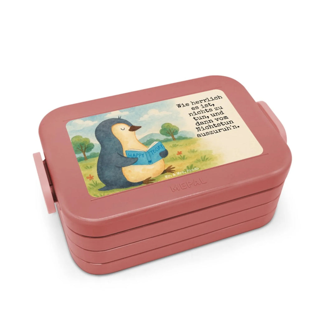 MEPAL Bentobox Pinguin Buch Design Lunchbox, Bentobox, Brotdose, Pinguin, Urlaub, Bücherwurm, Nichtstun, Ferien, Pinguine, Lesen, Faulenzen, Freizeit, Buch