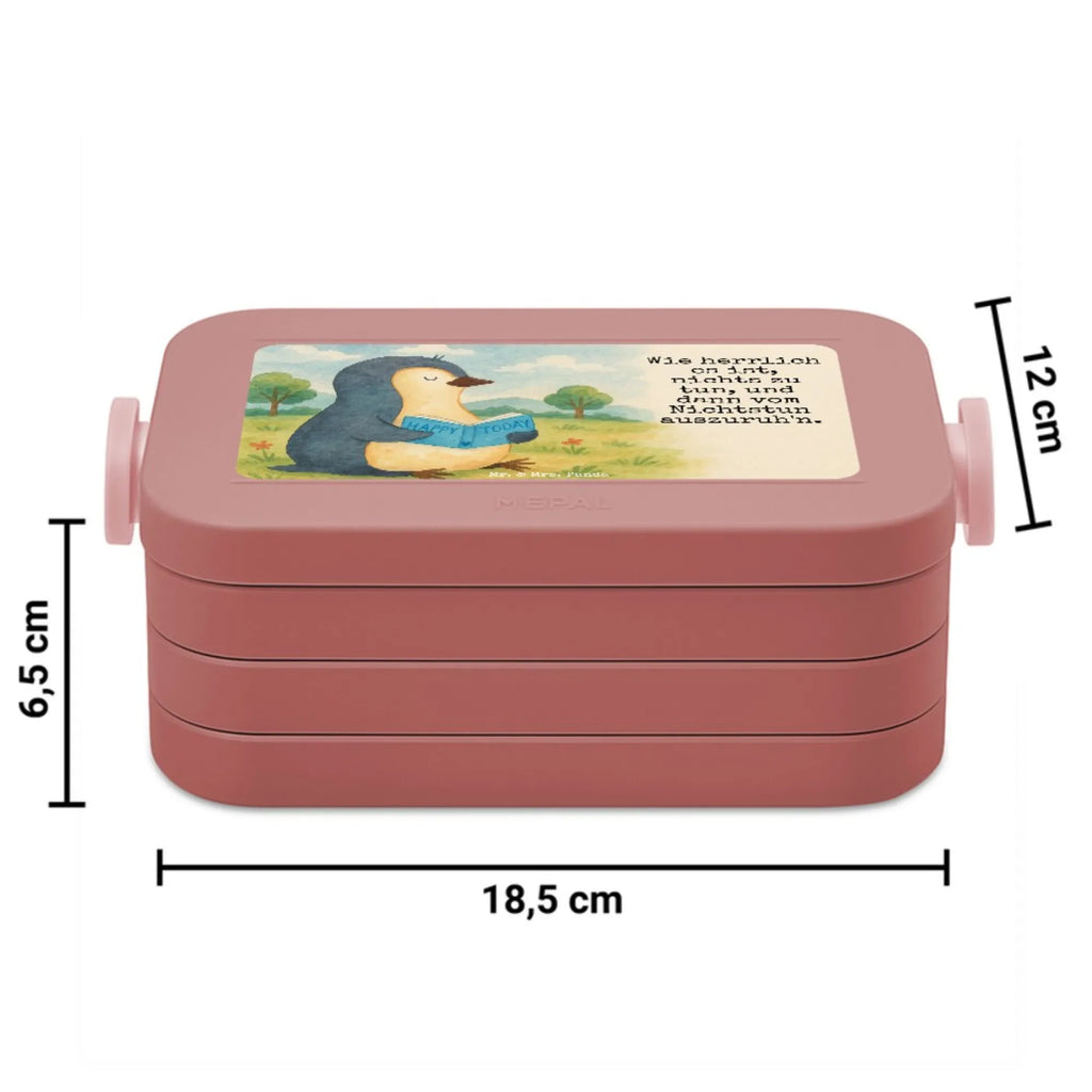 MEPAL Bentobox Pinguin Buch Design Lunchbox, Bentobox, Brotdose, Pinguin, Urlaub, Bücherwurm, Nichtstun, Ferien, Pinguine, Lesen, Faulenzen, Freizeit, Buch