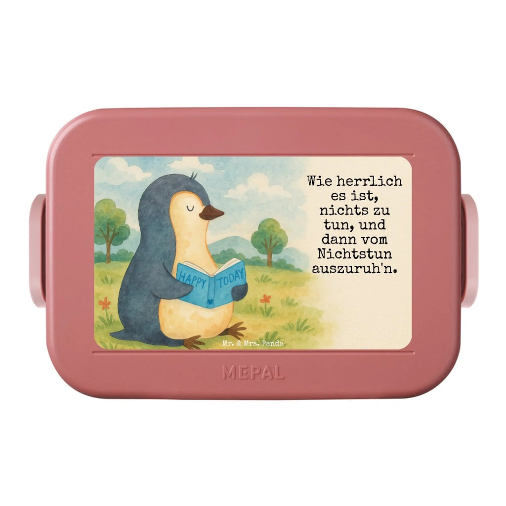 MEPAL Bentobox Pinguin Buch Design Lunchbox, Bentobox, Brotdose, Pinguin, Urlaub, Bücherwurm, Nichtstun, Ferien, Pinguine, Lesen, Faulenzen, Freizeit, Buch