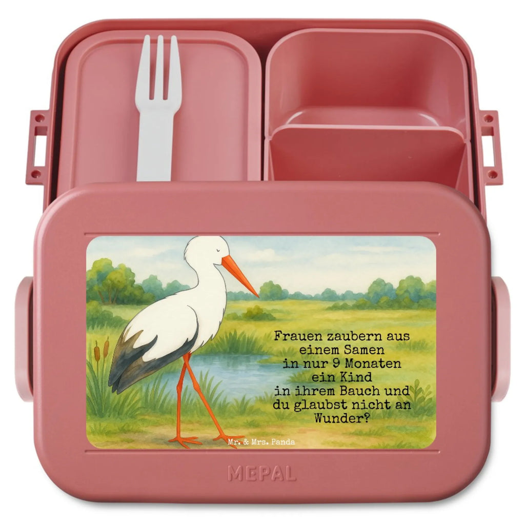 MEPAL Bentobox Storch Design Brotdose, Lunchbox, Bentobox, Tiermotive, Gute Laune, lustige Sprüche, Tiere, Störche, Mutter, Mütter, Baby, Schwangerschaft, Babybauch, Storch, Schwanger, Mutter werden, Geburt