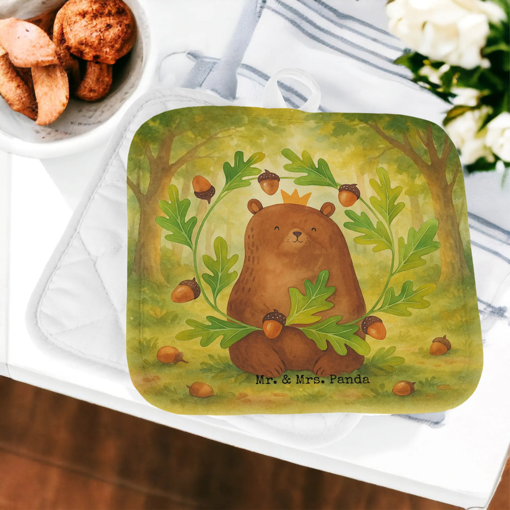 Pot holder bear king Design oven glove, cooking, oven mitts, kitchen, oven cloth set, baking, gloves, potholders, set, bear, teddy, teddy bear, cuddly toy, Father, Daddy Bear, Dad, Bear, best daddy, world best daddy, Daddy, Father's Day
