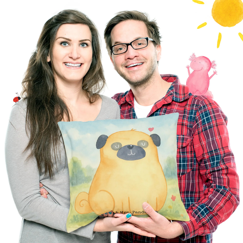 40x40 poduszka Mops Design Pies, motyw psa, zwierzę domowe, rasa psa, miłośnik zwierząt, właściciel psa, powiedzenia