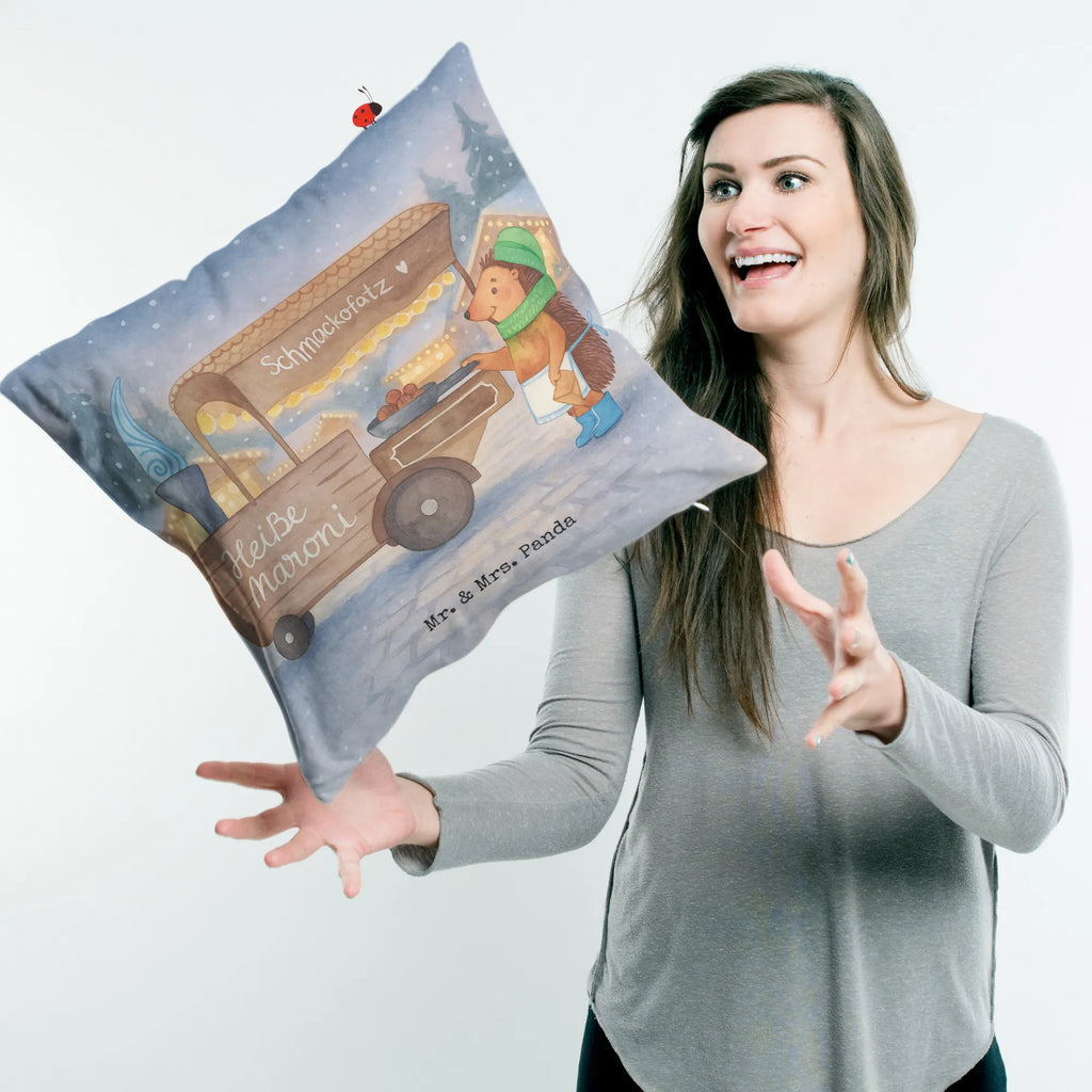 Cushion hedgehog Chestnuts Design fluffy, soft, cushion, pad, pillow case, bedroom, pillows, 40x40, sofa, couch, settee, bed, 40 x 40, Pillow, Winter, Christmas, Christmas time, snow