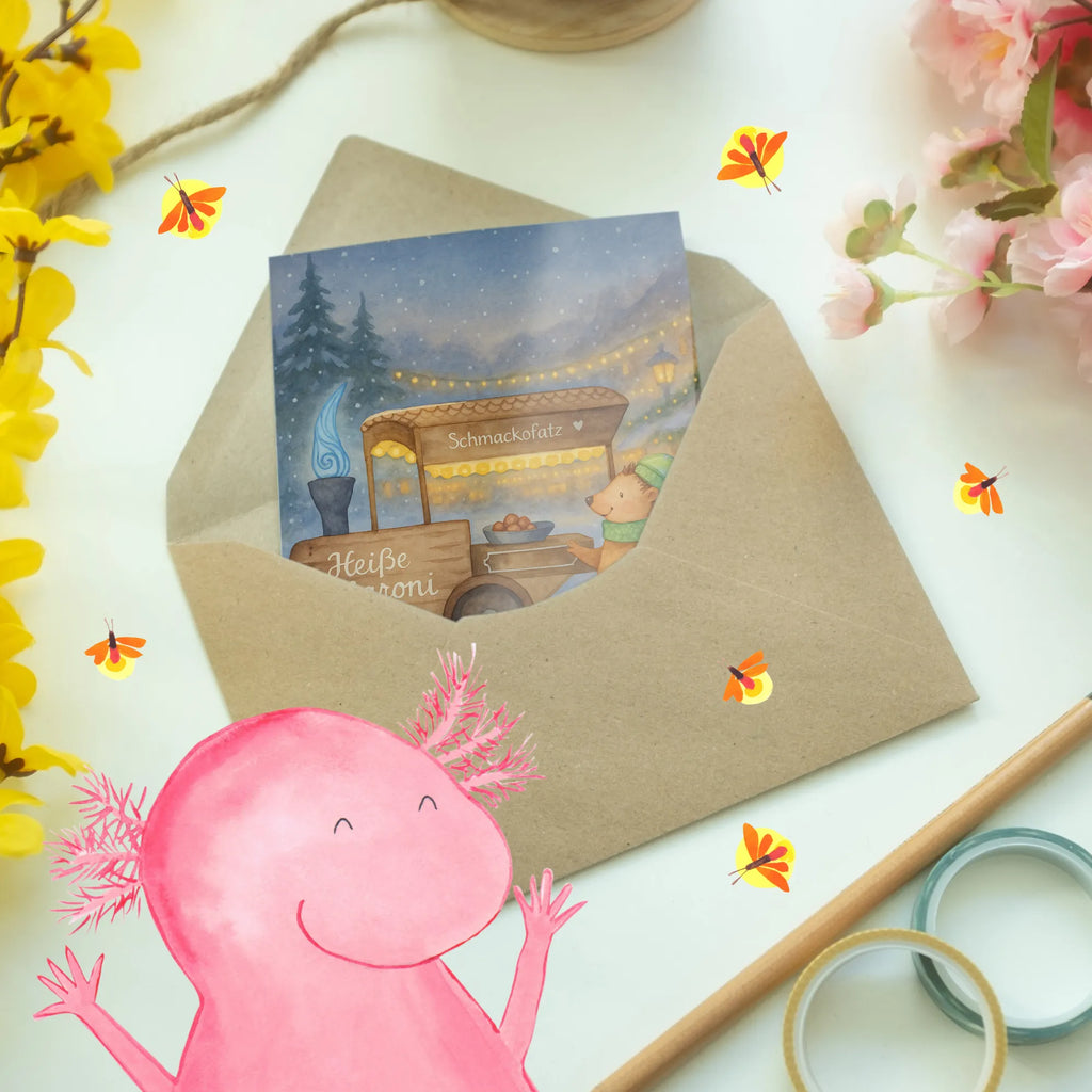 Greetings card hedgehog Chestnuts Design greeting card, folding card, invitation card, wedding card, birthday card, Winter, Christmas, Christmas time, snow