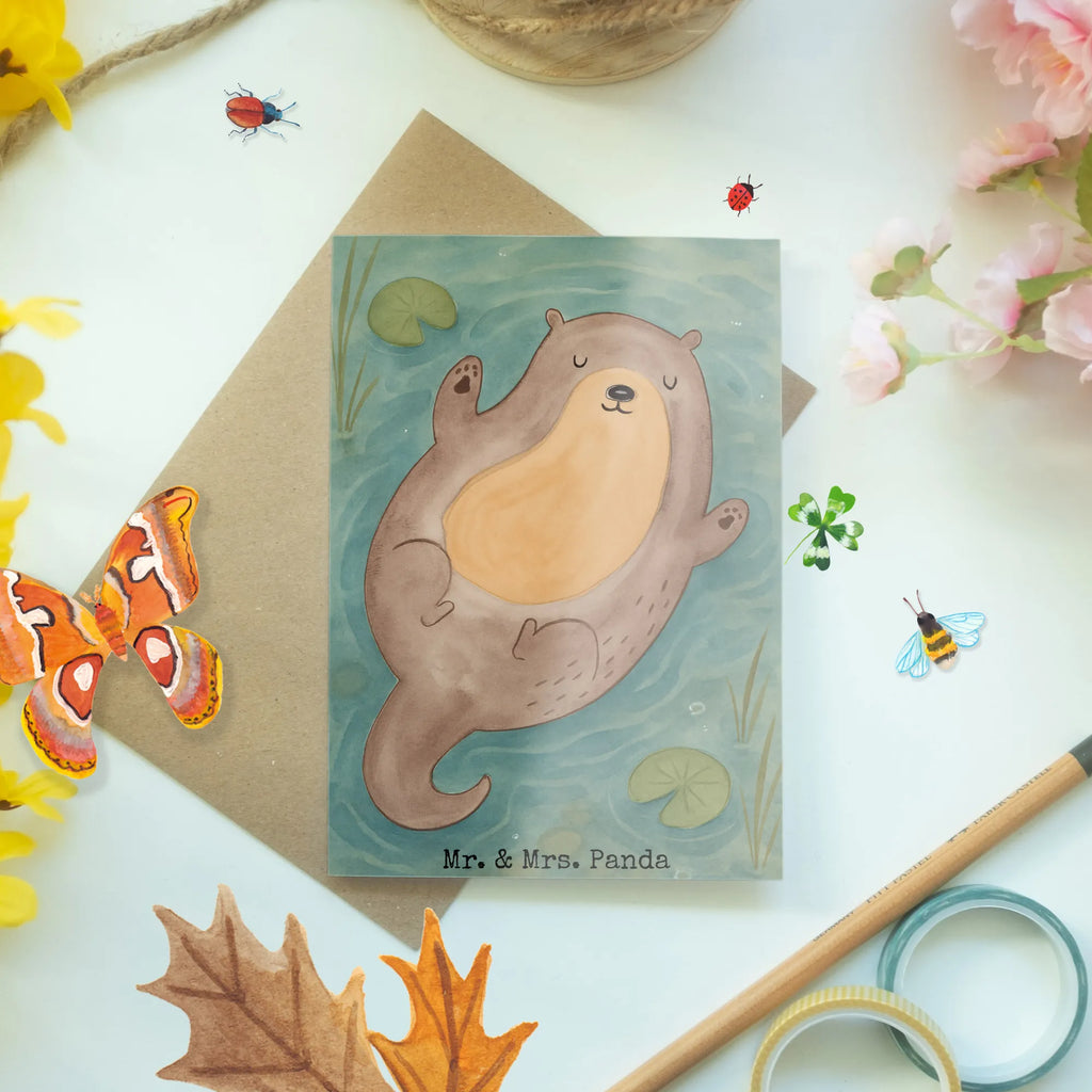 Greetings card otter Embrace Design birthday card, folding card, invitation card, greeting card, wedding card, otter, marten, sea otter, European otter, water mammal, aquatic animal, baby otter, predator, water, otter gifts, animal lover, gift ideas for animal lovers, animal, mammal, water animal, gifts for people in love, Otter Sea Otter Lake Otter