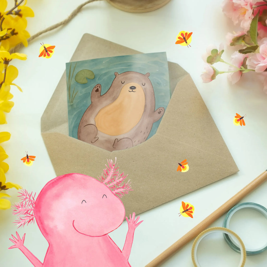 Greetings card otter Embrace Design birthday card, folding card, invitation card, greeting card, wedding card, otter, marten, sea otter, European otter, water mammal, aquatic animal, baby otter, predator, water, otter gifts, animal lover, gift ideas for animal lovers, animal, mammal, water animal, gifts for people in love, Otter Sea Otter Lake Otter