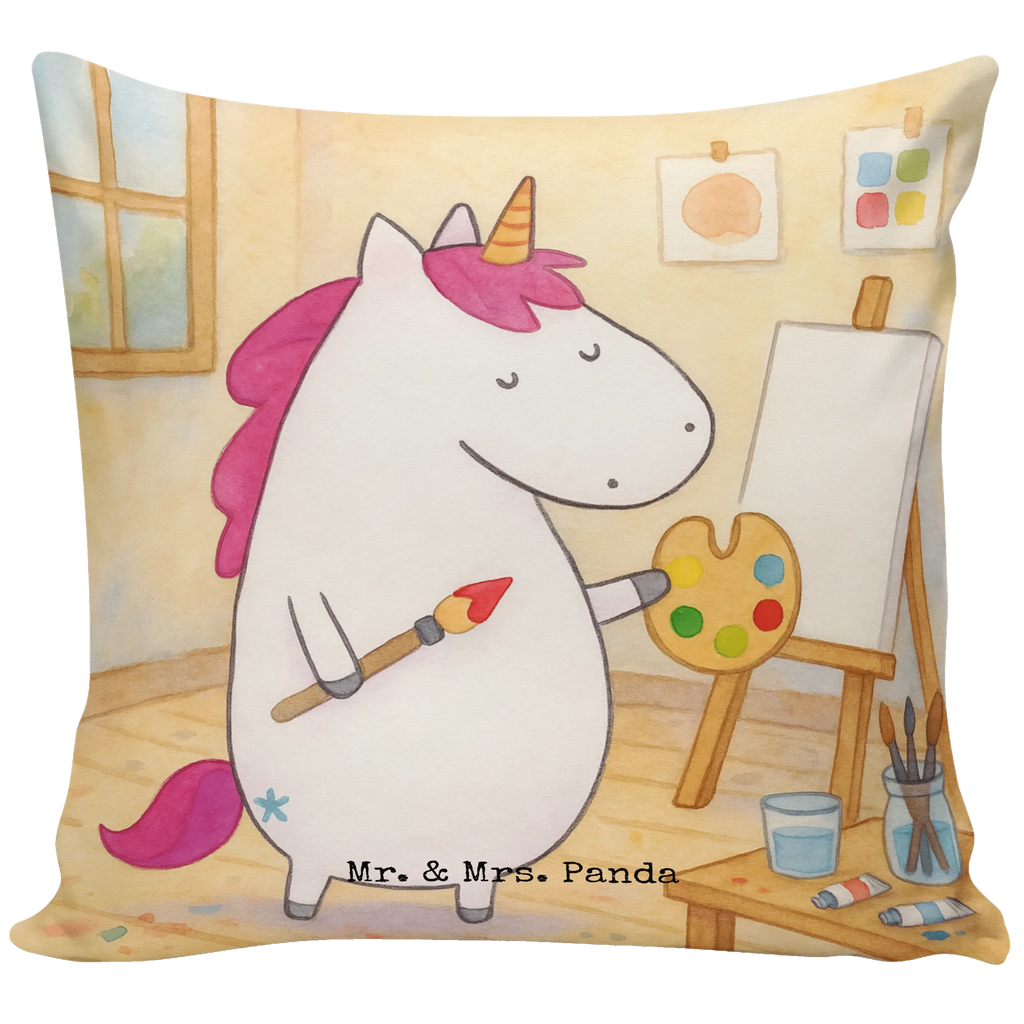 Cushion unicorn Artist Design pillow case, 40 x 40, pillows, bed, couch, fluffy, soft, sofa, cushion, 40x40, bedroom, settee, Pillow, pad, unicorn, unicorns, English, Painter gift, Painting, Artist present, Artist gift, Gift, Brush, Artist, Pen, Drawing, Unicorn, World