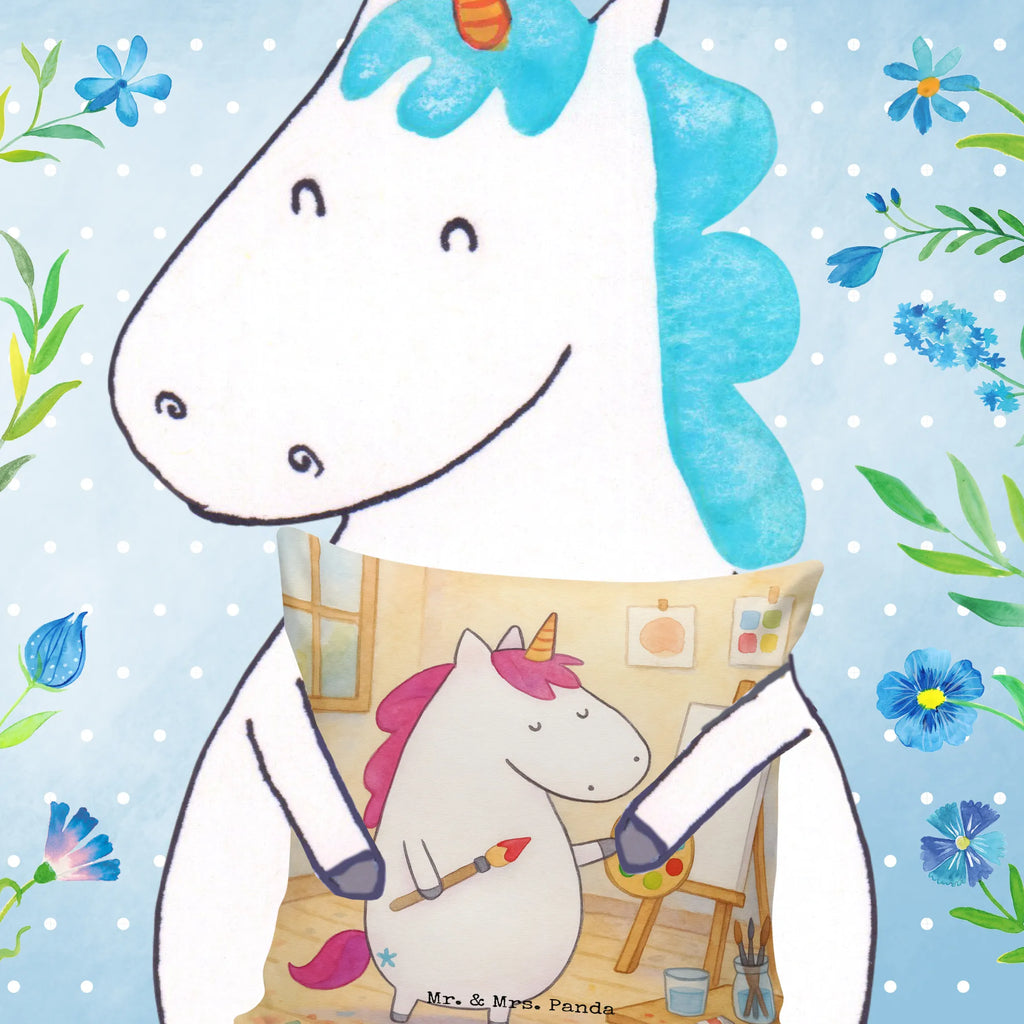 Cushion unicorn Artist Design pillow case, 40 x 40, pillows, bed, couch, fluffy, soft, sofa, cushion, 40x40, bedroom, settee, Pillow, pad, unicorn, unicorns, English, Painter gift, Painting, Artist present, Artist gift, Gift, Brush, Artist, Pen, Drawing, Unicorn, World
