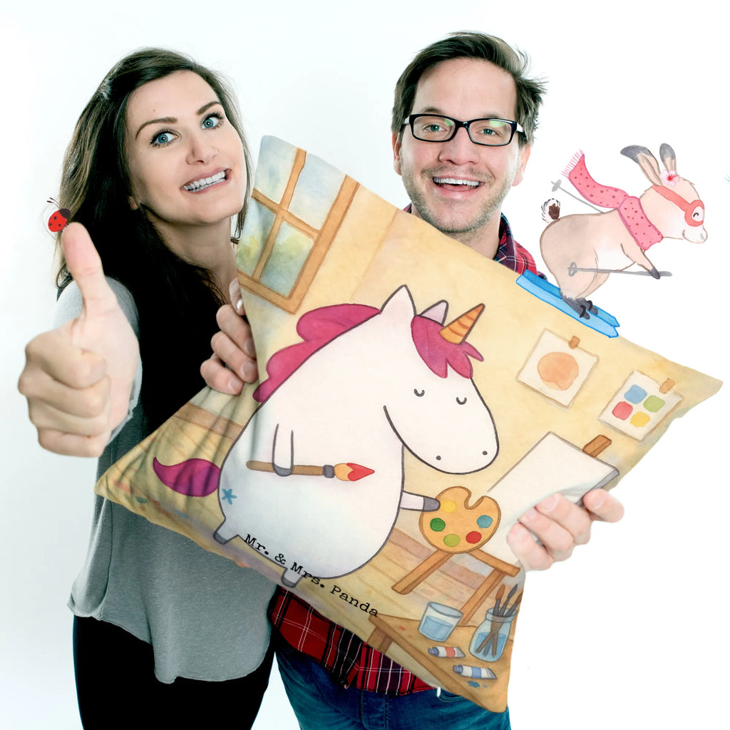 Cushion unicorn Artist Design pillow case, 40 x 40, pillows, bed, couch, fluffy, soft, sofa, cushion, 40x40, bedroom, settee, Pillow, pad, unicorn, unicorns, English, Painter gift, Painting, Artist present, Artist gift, Gift, Brush, Artist, Pen, Drawing, Unicorn, World