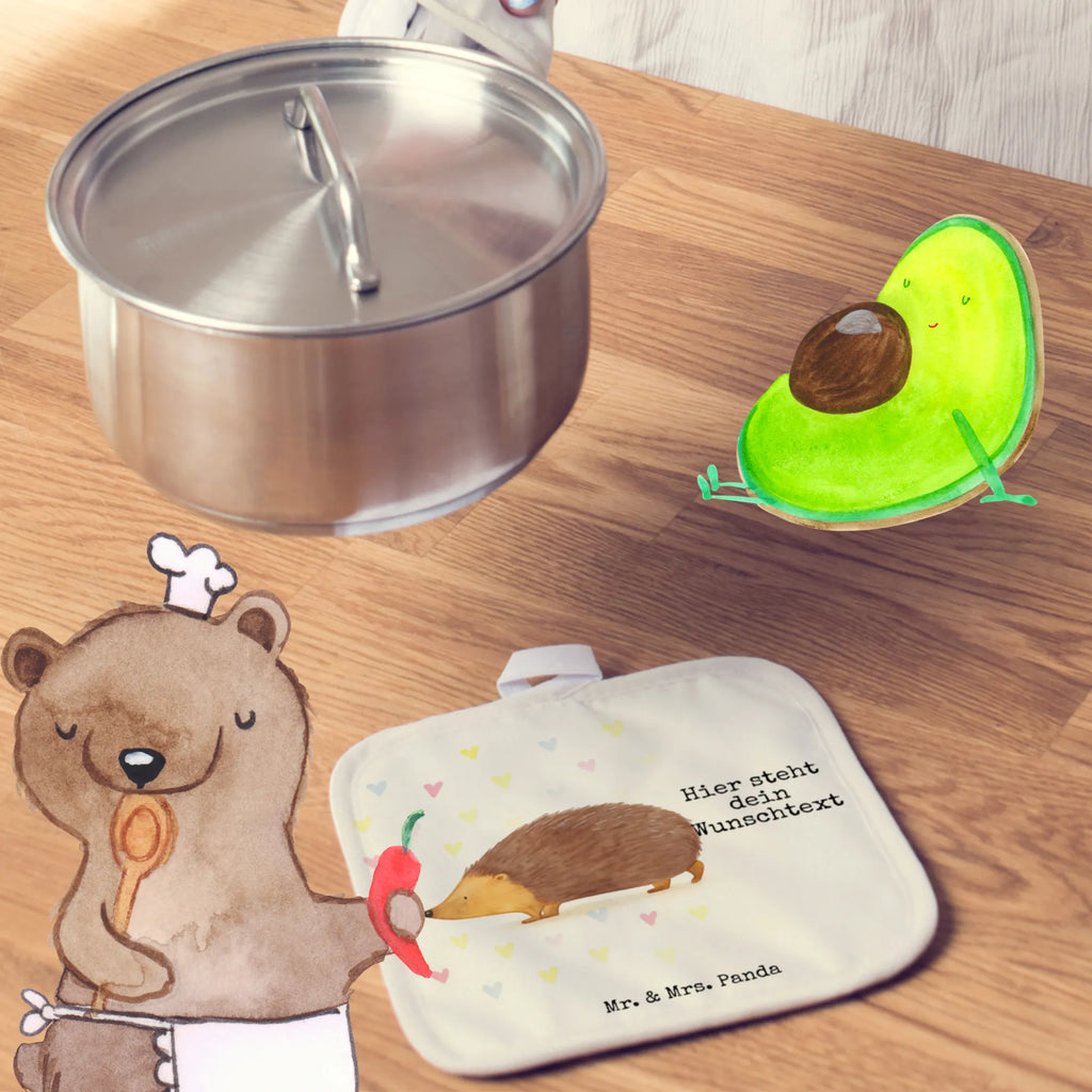 Personalised pot holder Hedgehog hearts Design small animals, cute, funny, cute animal motives, hand drawn, small world, funny sayings, good mood, happy, gifts, gift ideas, special gifts, animal lover, card, Love, hedgehog, hearts, heart, kiss, trust, life