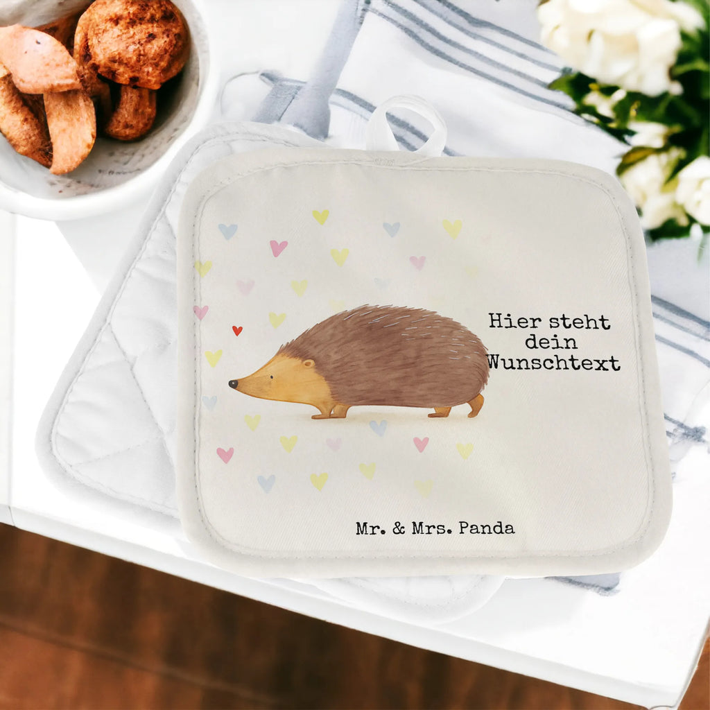 Personalised pot holder Hedgehog hearts Design small animals, cute, funny, cute animal motives, hand drawn, small world, funny sayings, good mood, happy, gifts, gift ideas, special gifts, animal lover, card, Love, hedgehog, hearts, heart, kiss, trust, life