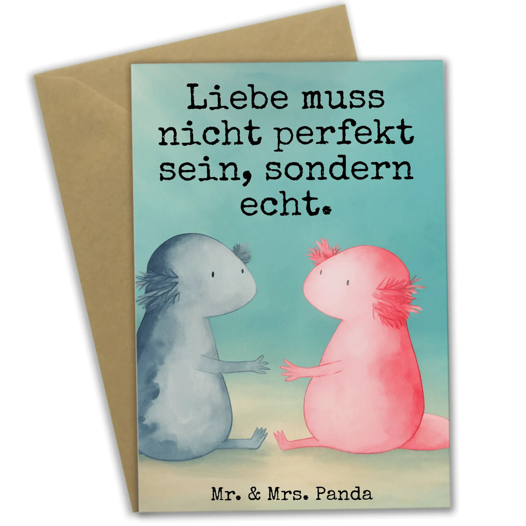 Grußkarte Axolotl Liebe Design Grußkarte, Klappkarte, Einladungskarte, Glückwunschkarte, Hochzeitskarte, Geburtstagskarte, Karte, Ansichtskarten, Axolotl, Molch, Axolot, Schwanzlurch, Lurch, Lurche, Liebe, große Liebe, Liebesbeweis, Freund, Verlobter, Ehemann, Jahrestag, Valentinstag
