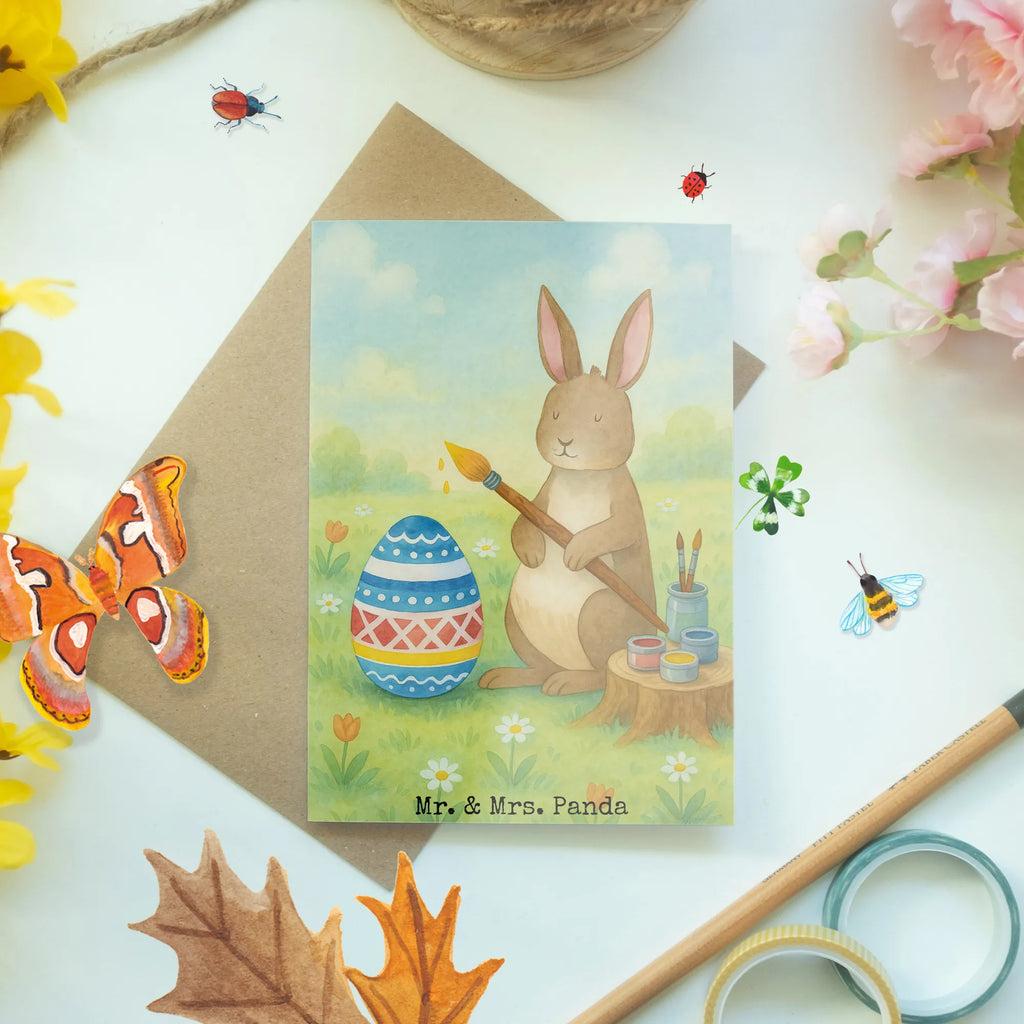 Greetings card Hare painting eggs Design birthday card, folding card, greeting card, invitation card, wedding card, Easter, Easter bunny, rabbit, painted Easter eggs, Easter greetings, Easter flower, Happy Easter, egg painting, Easter egg