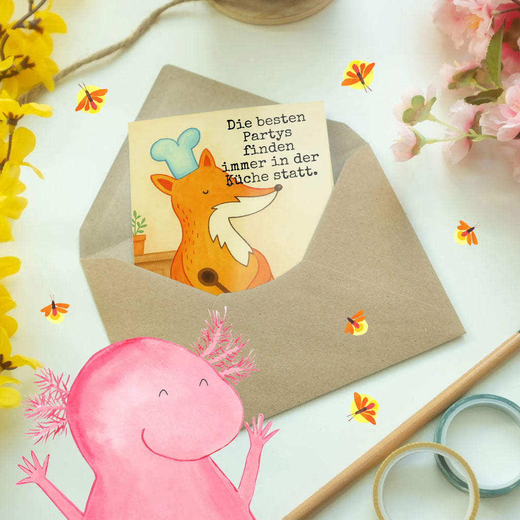 Grußkarte Fuchs Koch Design Grußkarte, Klappkarte, Einladungskarte, Glückwunschkarte, Hochzeitskarte, Geburtstagskarte, Karte, Ansichtskarten, Fuchs, Füchse, Koch Geschenk, Küche Spruch, Küche Deko, Köche, Bäcker, Party Spruch, Spruch lustig, witzig