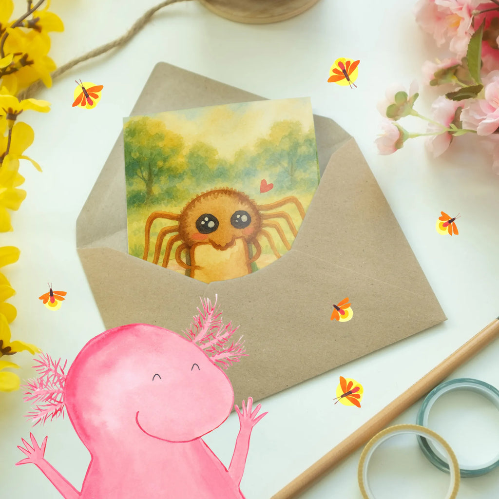 Grußkarte Spinne Agathe Sandwich Design Ansichtskarten, Hochzeitskarte, Karte, Klappkarte, Glückwunschkarte, Einladungskarte, Geburtstagskarte, Grußkarte, Spinne Agathe, Spinne, Agathe, Videos, Merchandise, Hunger, Verfressen, Mut, Alles wird gut, Hungrig, Lebensfreude, Glück