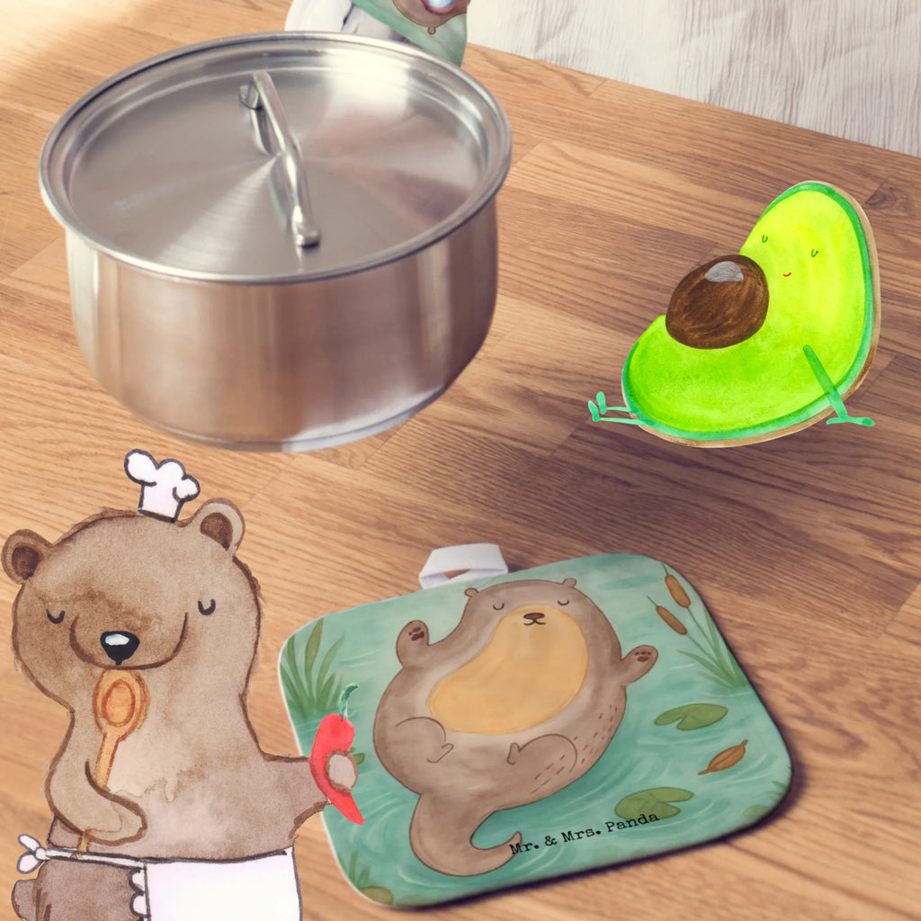 Pot holder otter Embrace Design kitchen, potholders, oven glove, set, baking, oven cloth set, oven mitts, gloves, cooking, otter, marten, sea otter, European otter, water mammal, aquatic animal, baby otter, predator, water, otter gifts, animal lover, gift ideas for animal lovers, animal, mammal, water animal, gifts for people in love, Otter Sea Otter Lake Otter