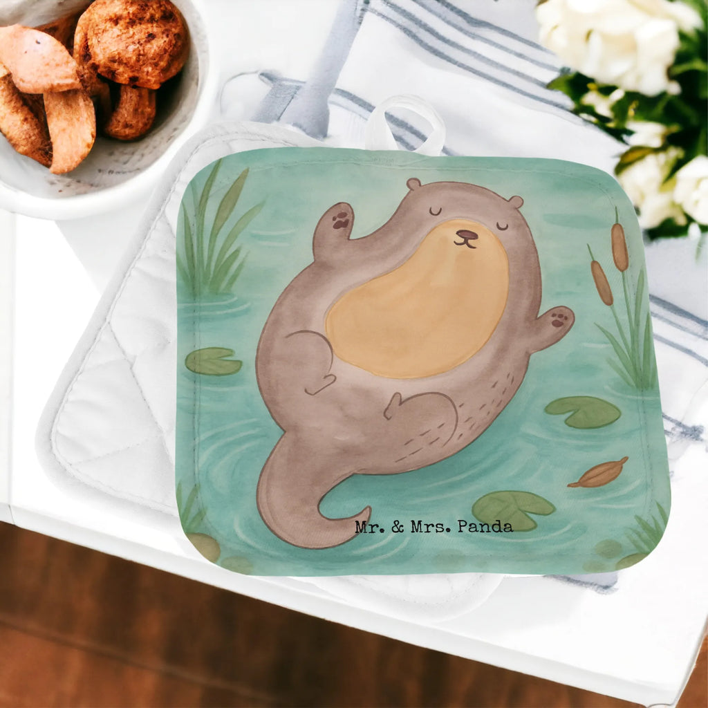 Pot holder otter Embrace Design kitchen, potholders, oven glove, set, baking, oven cloth set, oven mitts, gloves, cooking, otter, marten, sea otter, European otter, water mammal, aquatic animal, baby otter, predator, water, otter gifts, animal lover, gift ideas for animal lovers, animal, mammal, water animal, gifts for people in love, Otter Sea Otter Lake Otter