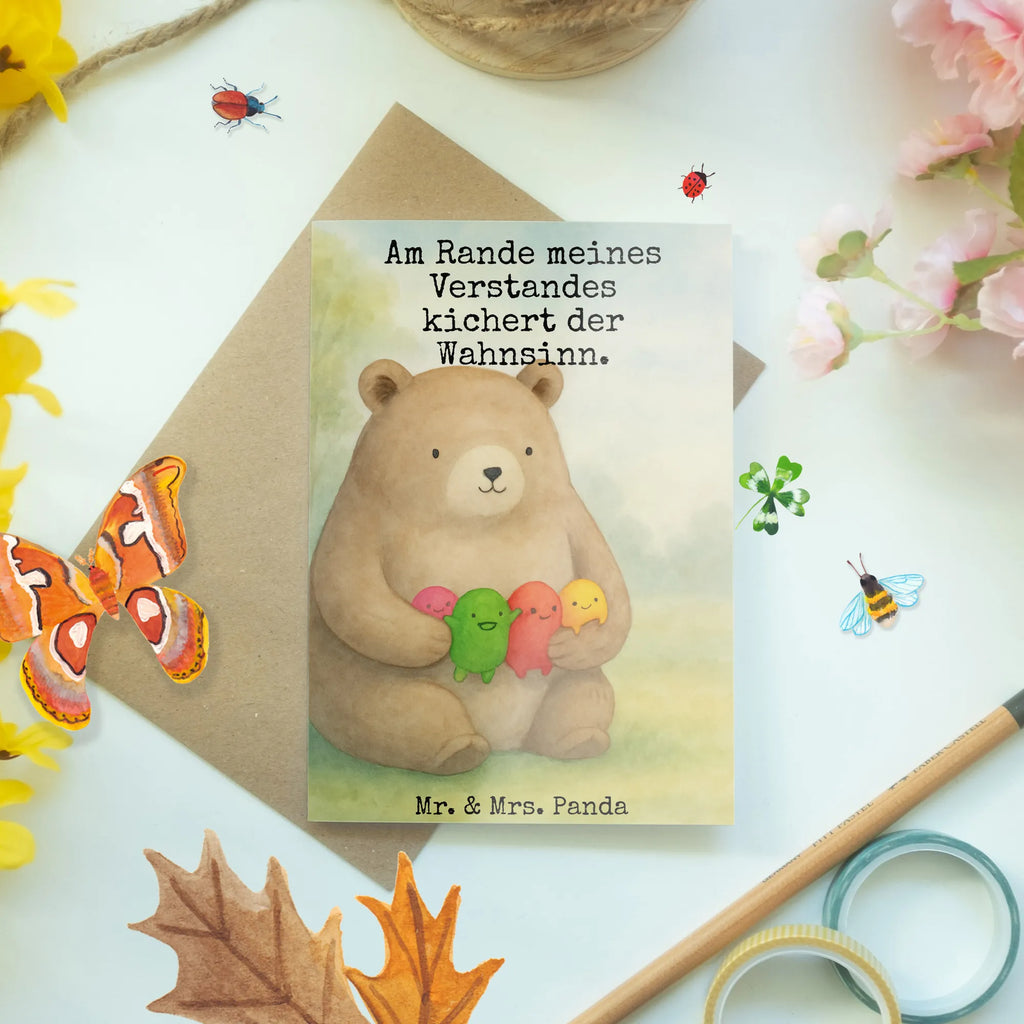 Greetings card bear Feeling Design folding card, invitation card, greeting card, wedding card, birthday card, bear, teddy, teddy bear, cuddly toy, Bear, Madness