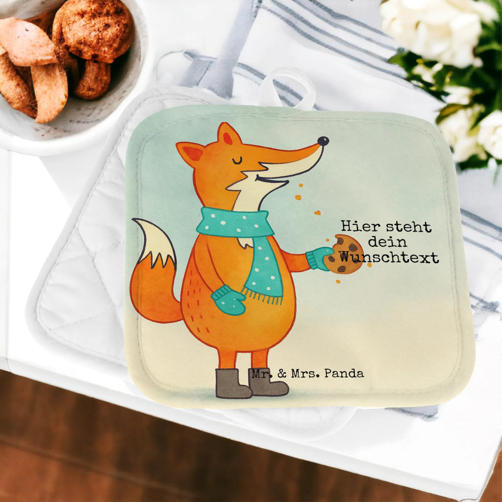 Personalised pot holder Fox biscuit Design fox, foxes, forest wildlife, clever as a fox, animal lover, cookies, winter, christmas present, kitchen decoration, christmas time, love, baking saying