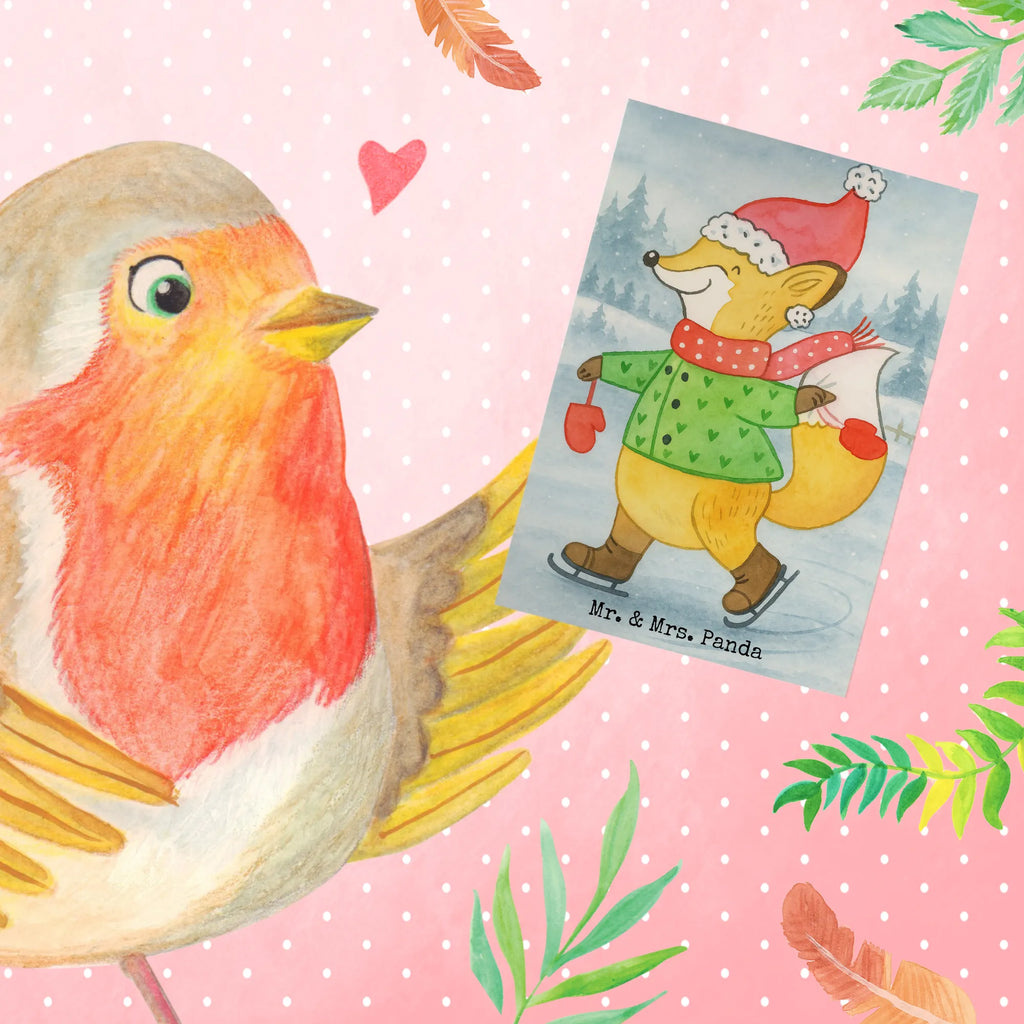 Grußkarte Fuchs  Schlittschuhe Design Ansichtskarten, Hochzeitskarte, Klappkarte, Karte, Einladungskarte, Grußkarte, Glückwunschkarte, Geburtstagskarte, Winter, Weihnachten, Weihnachtsdeko, Nikolaus, Advent, Heiligabend, Wintermotiv, Weihnachtszeit, Weihnachtstage, Tannenbaum, Weihnachtsmann, Weihnachtsbaum