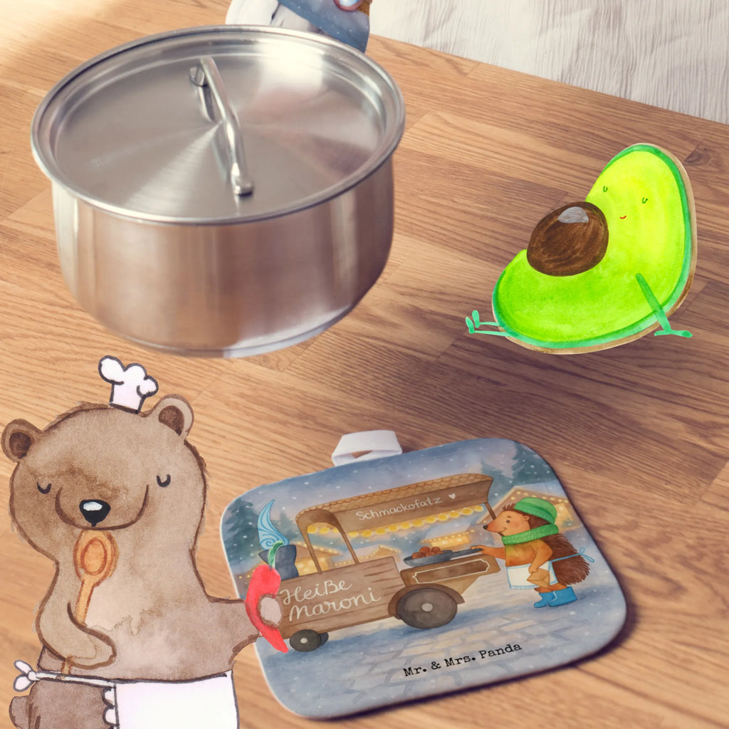 Pot holder hedgehog Chestnuts Design gloves, oven mitts, cooking, potholders, set, oven glove, oven cloth set, baking, kitchen, Winter, Christmas, Christmas time, snow