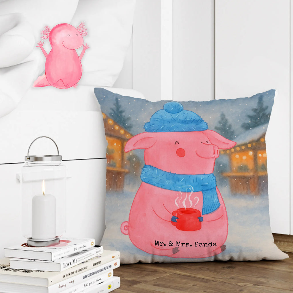 Cushion Pig Mulled wine Design soft, Pillow, pillows, cushion, bed, pillow case, sofa, fluffy, couch, 40 x 40, pad, settee, 40x40, bedroom, Winter, Christmas, Christmas time, snow, mulled pig, punch, mulled wine, Christmas market