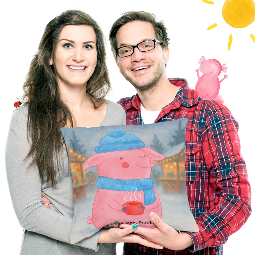 Cushion Pig Mulled wine Design soft, Pillow, pillows, cushion, bed, pillow case, sofa, fluffy, couch, 40 x 40, pad, settee, 40x40, bedroom, Winter, Christmas, Christmas time, snow, mulled pig, punch, mulled wine, Christmas market
