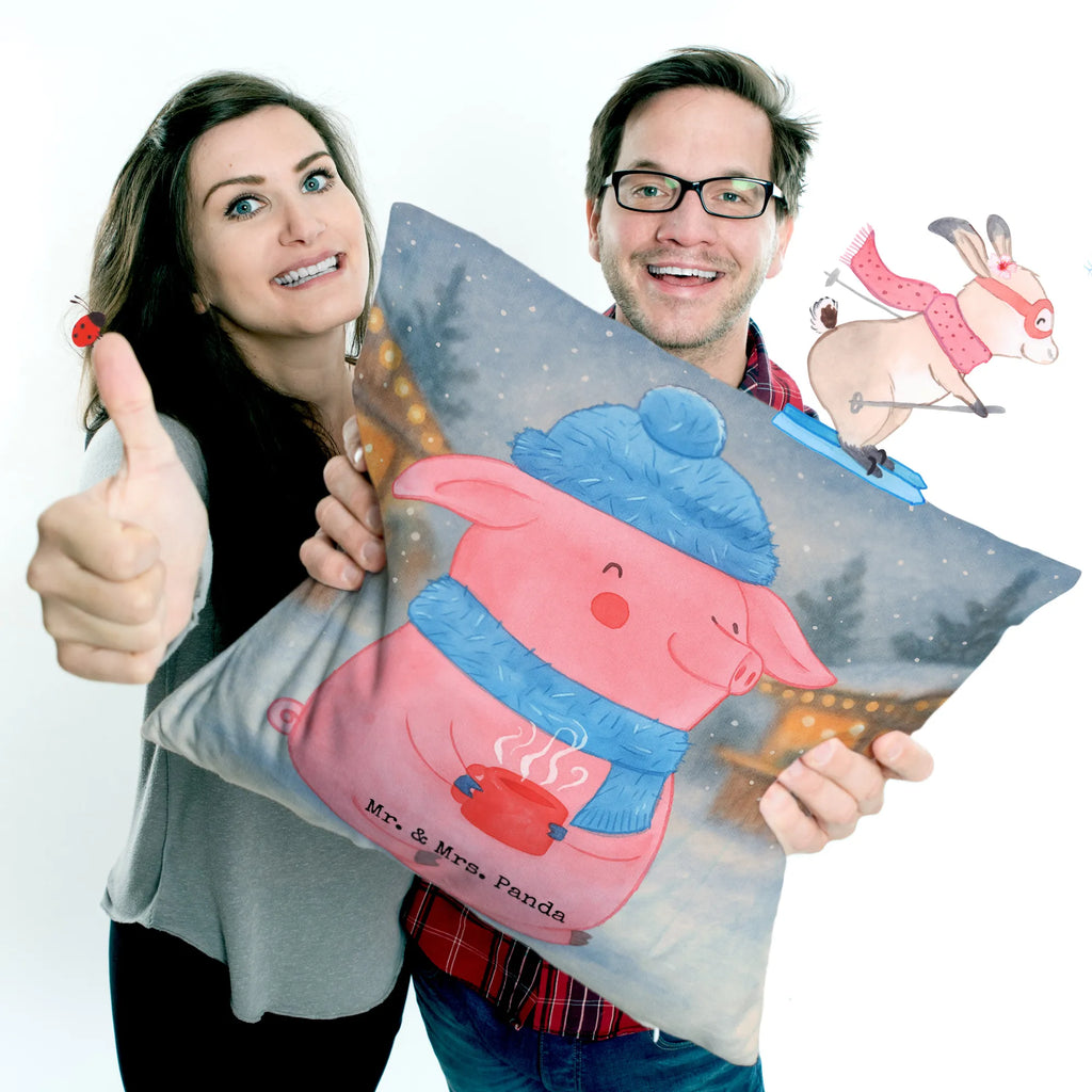 Cushion Pig Mulled wine Design soft, Pillow, pillows, cushion, bed, pillow case, sofa, fluffy, couch, 40 x 40, pad, settee, 40x40, bedroom, Winter, Christmas, Christmas time, snow, mulled pig, punch, mulled wine, Christmas market
