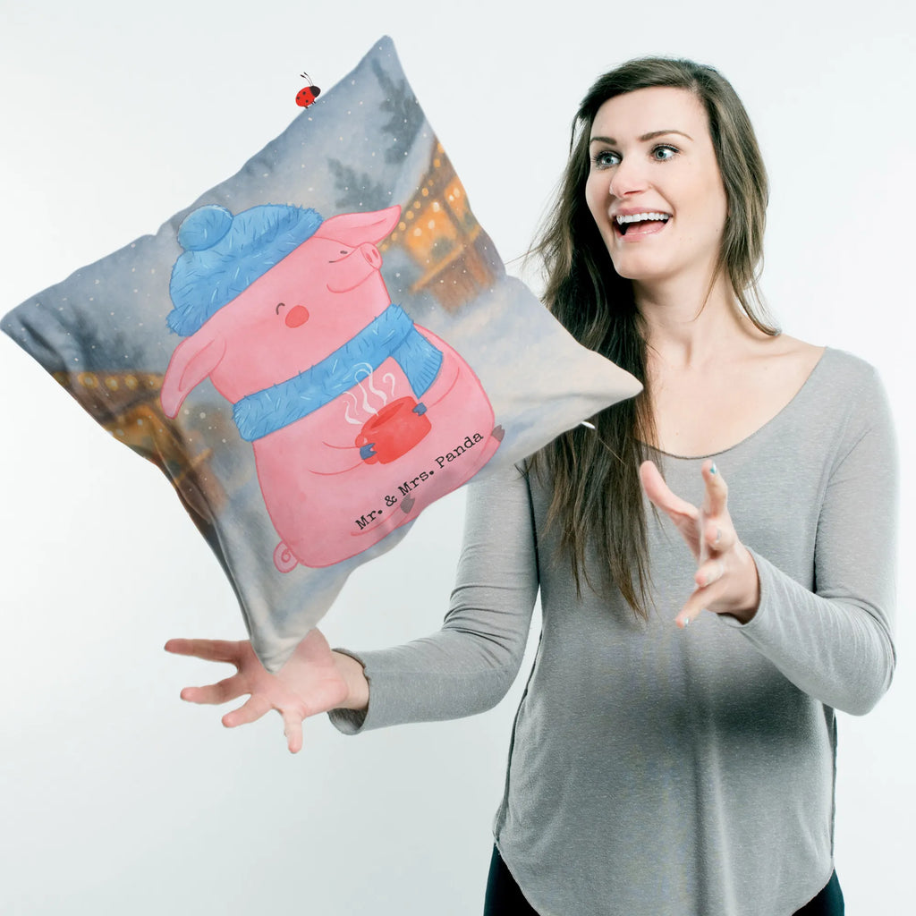 Cushion Pig Mulled wine Design soft, Pillow, pillows, cushion, bed, pillow case, sofa, fluffy, couch, 40 x 40, pad, settee, 40x40, bedroom, Winter, Christmas, Christmas time, snow, mulled pig, punch, mulled wine, Christmas market