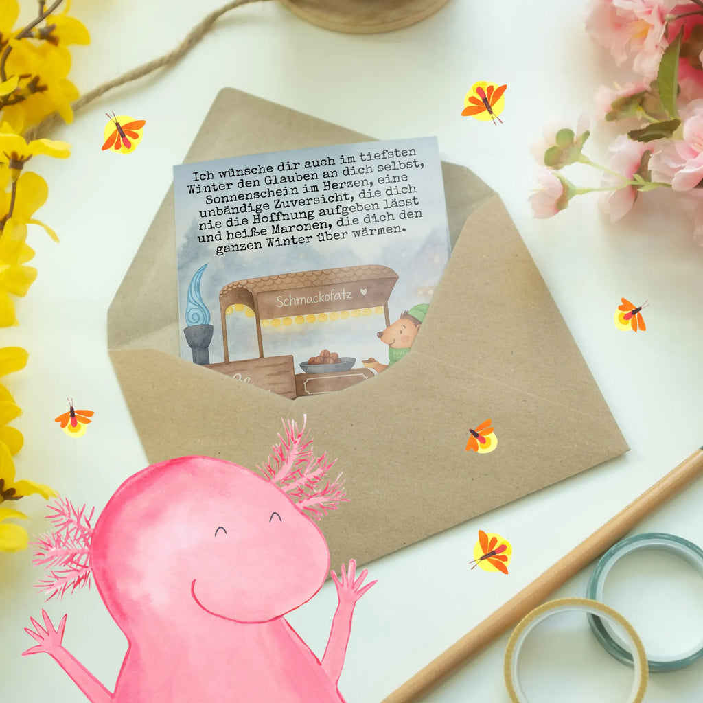 Greetings card hedgehog Chestnuts Design greeting card, folding card, invitation card, wedding card, birthday card, Winter, Christmas, Christmas time, snow