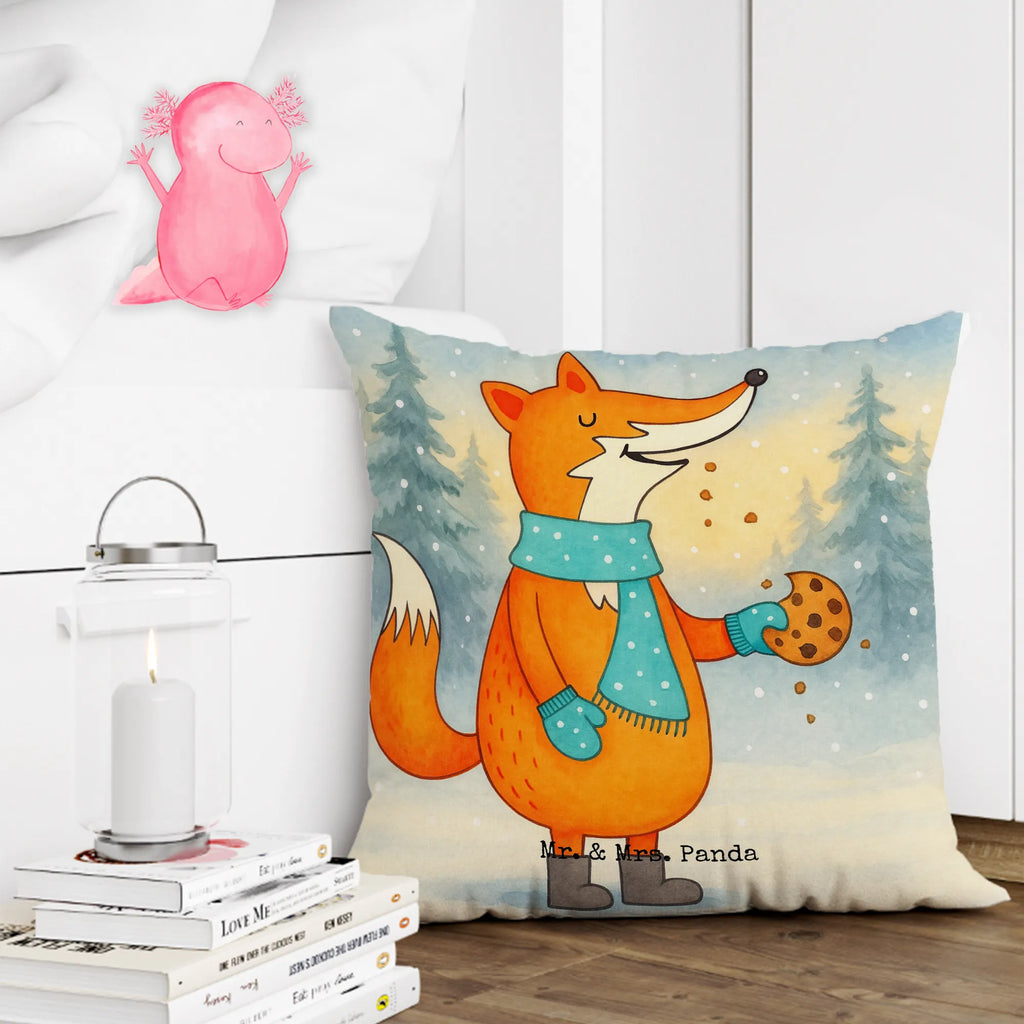 Cushion Fox biscuit Design fluffy, Pillow, sofa, pillow case, cushion, pillows, bedroom, couch, 40x40, 40 x 40, pad, soft, settee, bed, fox, foxes, forest wildlife, clever as a fox, animal lover, winter, cookies, love, christmas time, baking saying, kitchen decoration, christmas present