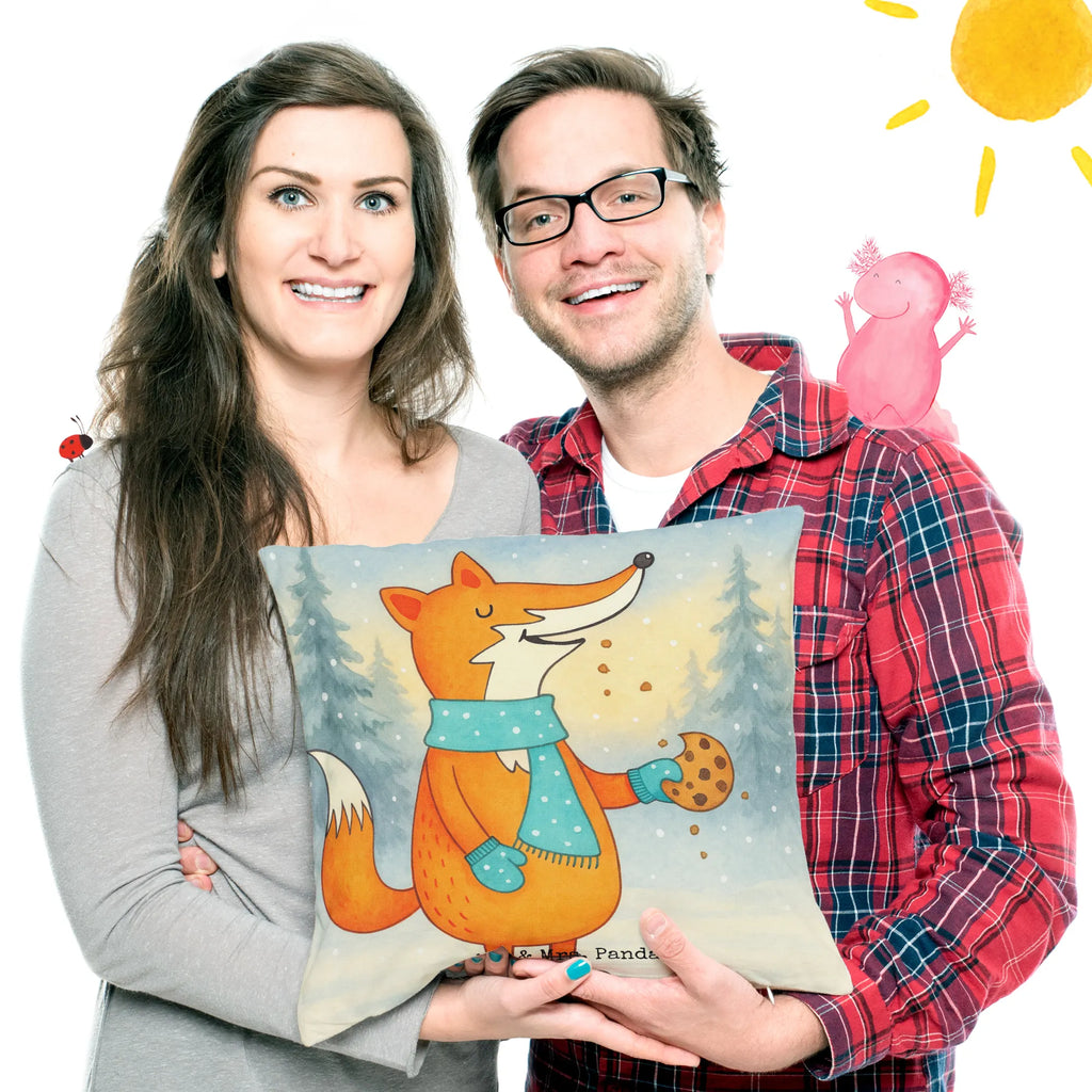 Cushion Fox biscuit Design fluffy, Pillow, sofa, pillow case, cushion, pillows, bedroom, couch, 40x40, 40 x 40, pad, soft, settee, bed, fox, foxes, forest wildlife, clever as a fox, animal lover, winter, cookies, love, christmas time, baking saying, kitchen decoration, christmas present