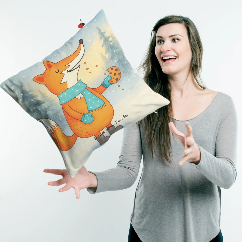 Cushion Fox biscuit Design fluffy, Pillow, sofa, pillow case, cushion, pillows, bedroom, couch, 40x40, 40 x 40, pad, soft, settee, bed, fox, foxes, forest wildlife, clever as a fox, animal lover, winter, cookies, love, christmas time, baking saying, kitchen decoration, christmas present