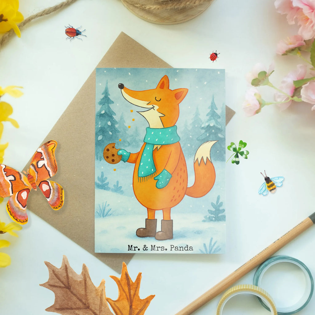 Greetings card Fox cookie jar Design invitation card, folding card, wedding card, birthday card, greeting card, Winter, Christmas, Christmas time, snow
