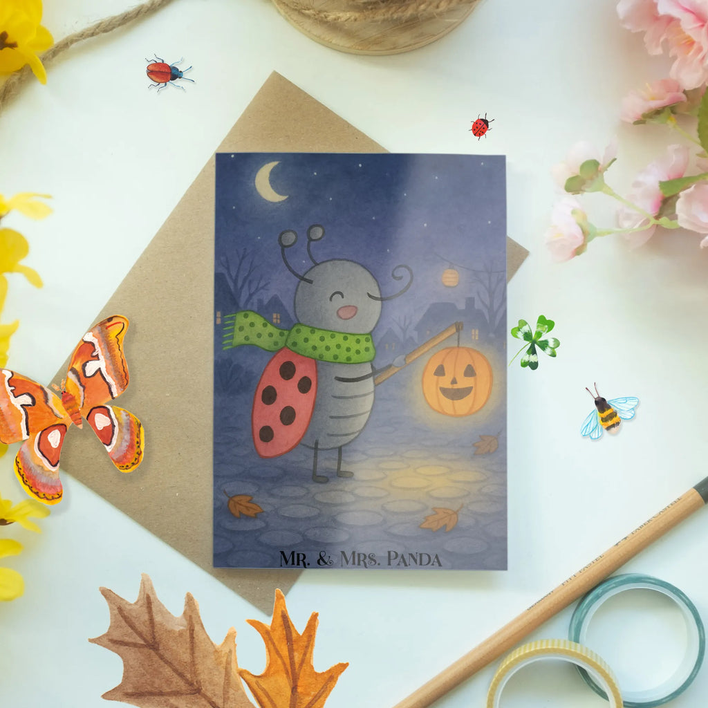 Grußkarte Smörle Laterne Design Klappkarte, Karte, Hochzeitskarte, Ansichtskarten, Geburtstagskarte, Grußkarte, Glückwunschkarte, Einladungskarte, Halloween, Deko, Martinssingen, Dekoration, Geschenke, Schenken, Marienkäfer, Laterne, Herbst