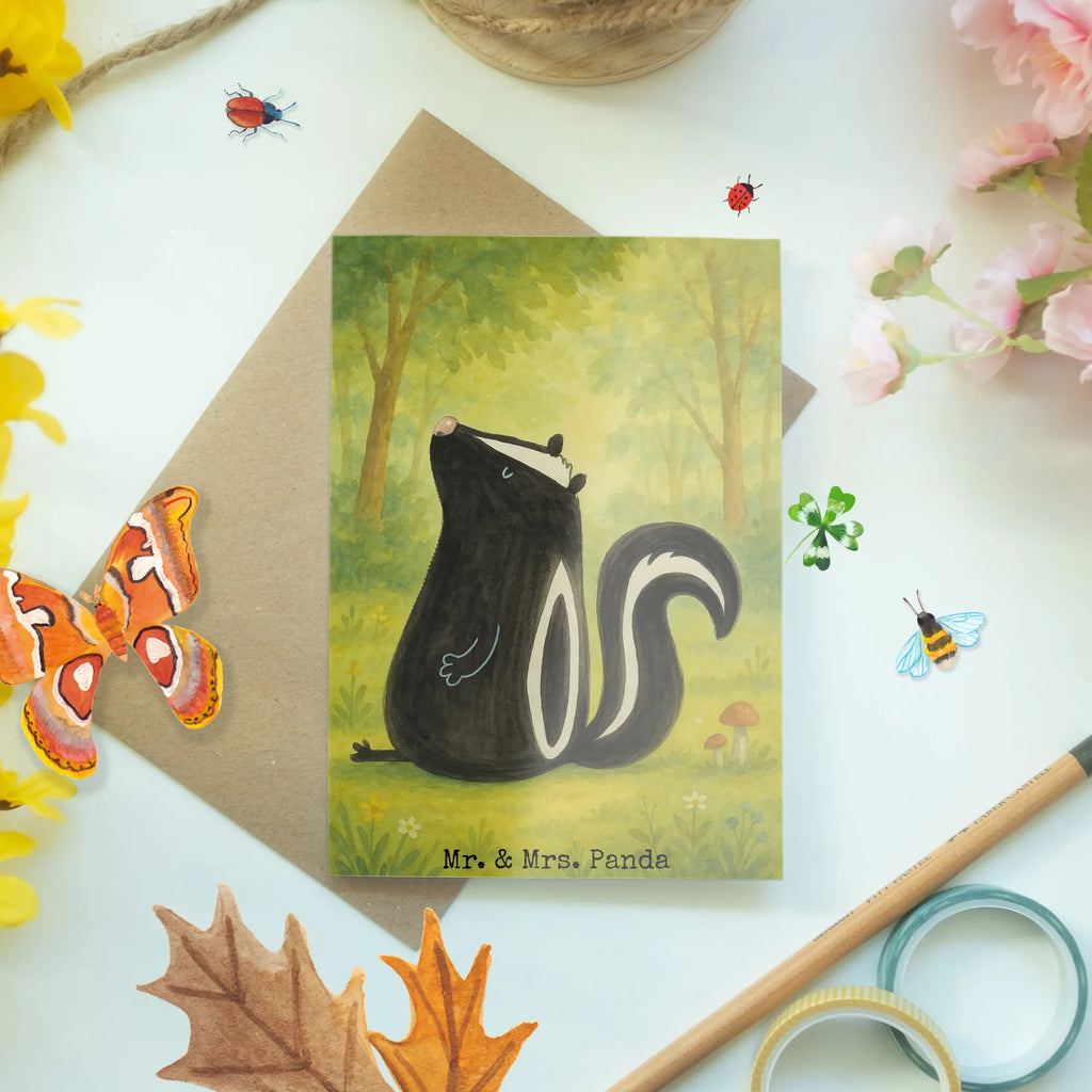 Greetings card skunk Sit Design greeting card, birthday card, invitation card, folding card, wedding card, Skunk, predator, skunk, know-it-all, slogan, stinky, office, stinker, wild animal, law