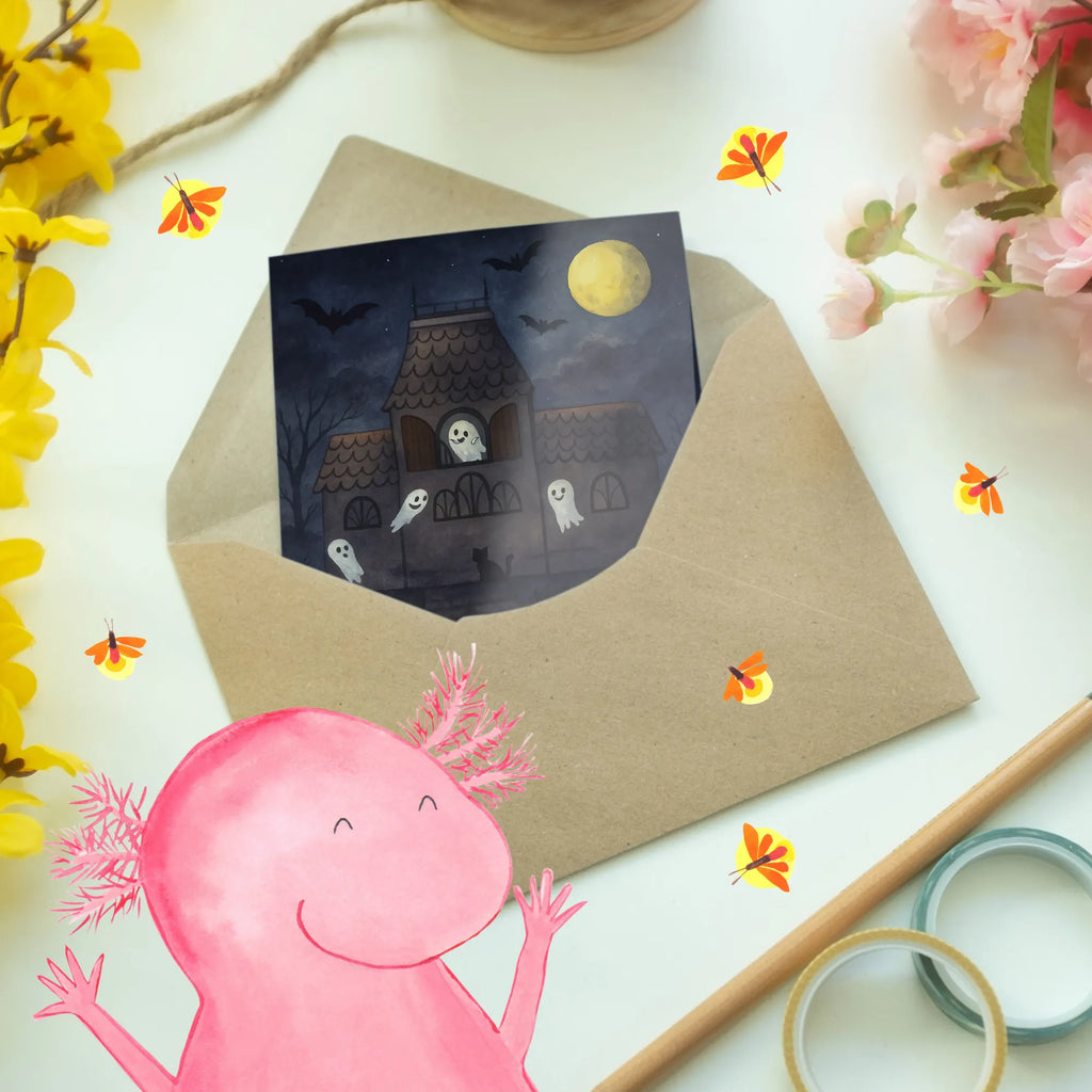 Grußkarte Geister Villa Design Klappkarte, Ansichtskarten, Geburtstagskarte, Einladungskarte, Hochzeitskarte, Glückwunschkarte, Karte, Grußkarte, Halloween, Deko, Martinssingen, Dekoration, Geschenke, Schenken