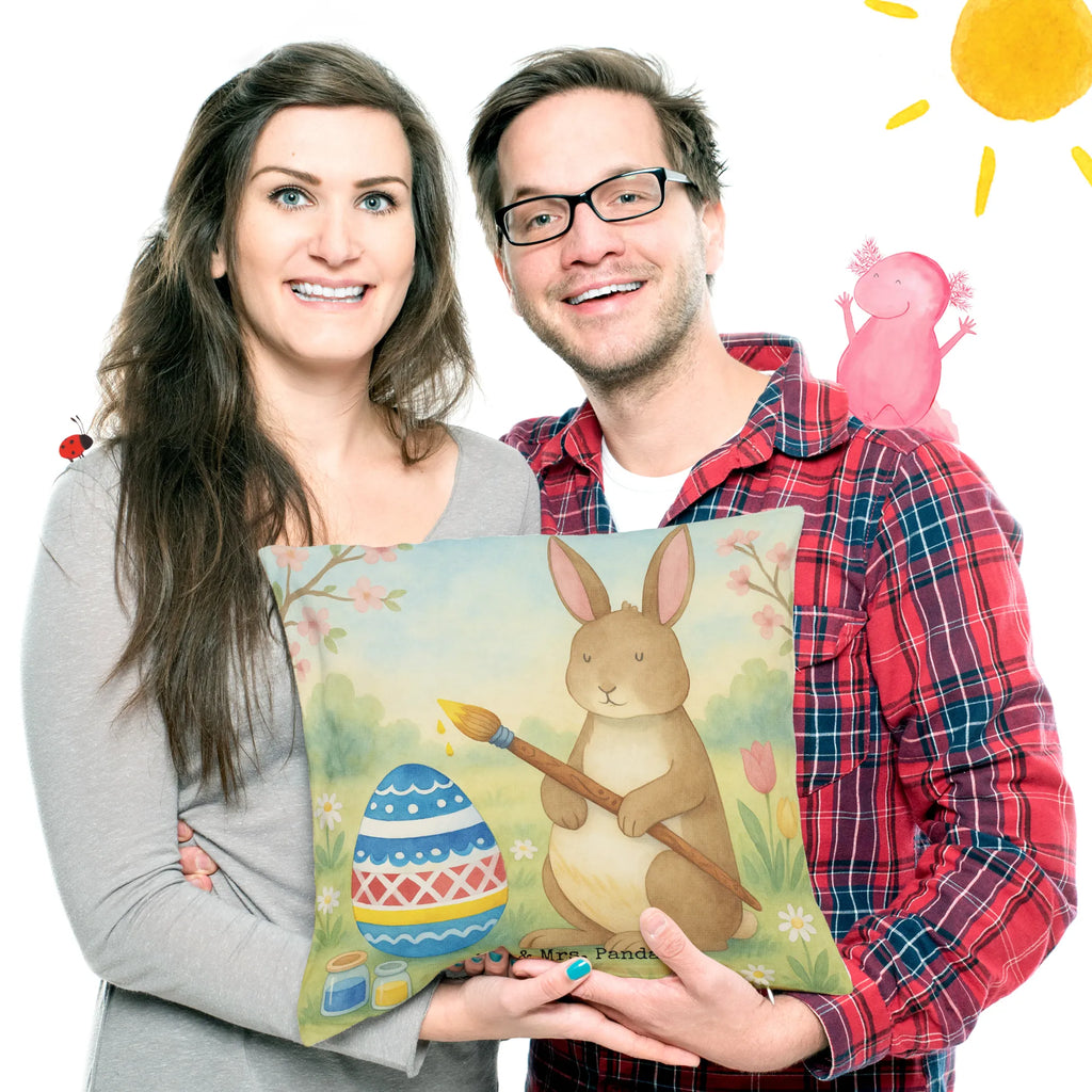 Cushion Hare painting eggs Design pad, 40x40, sofa, Pillow, pillow case, bedroom, settee, couch, fluffy, cushion, bed, pillows, soft, 40 x 40, Easter, Easter bunny, Easter flower, rabbit, egg painting, painted Easter eggs, Happy Easter, Easter greetings, Easter egg