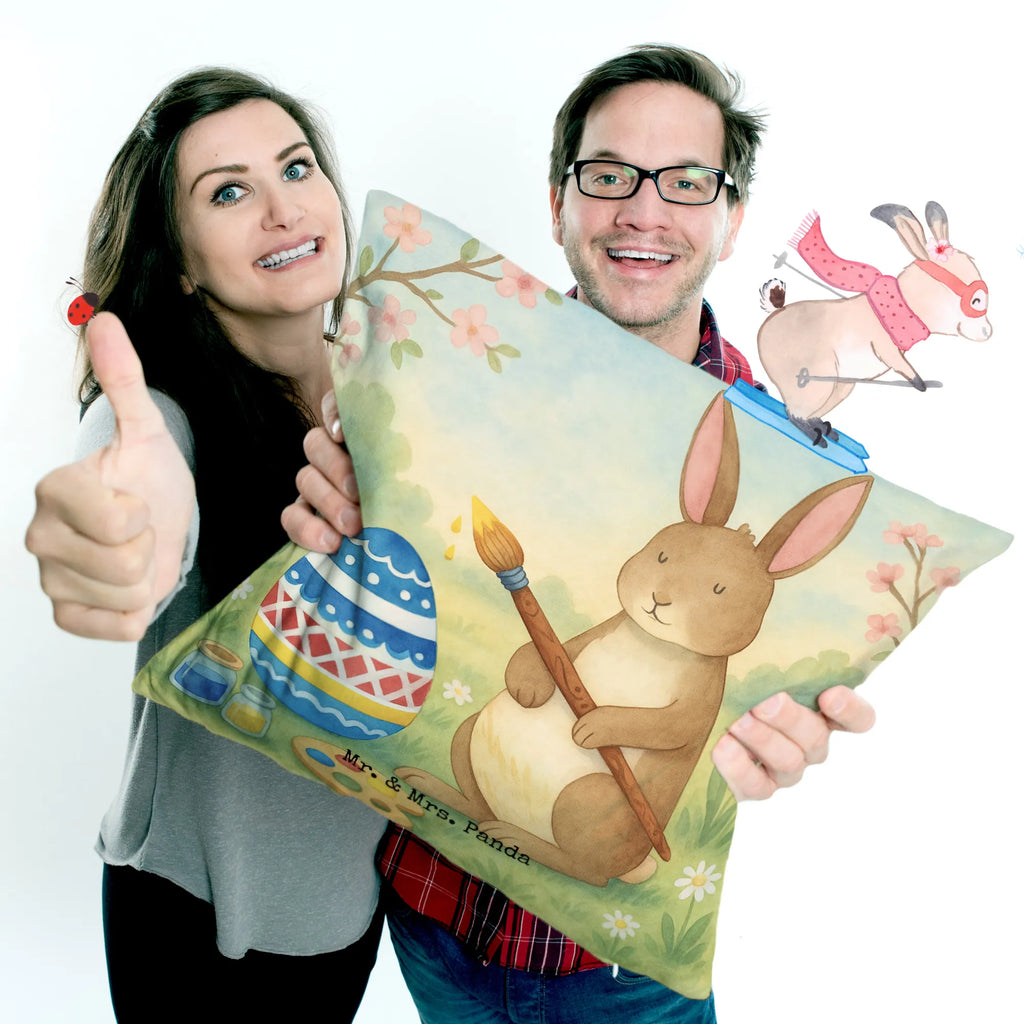 Cushion Hare painting eggs Design pad, 40x40, sofa, Pillow, pillow case, bedroom, settee, couch, fluffy, cushion, bed, pillows, soft, 40 x 40, Easter, Easter bunny, Easter flower, rabbit, egg painting, painted Easter eggs, Happy Easter, Easter greetings, Easter egg